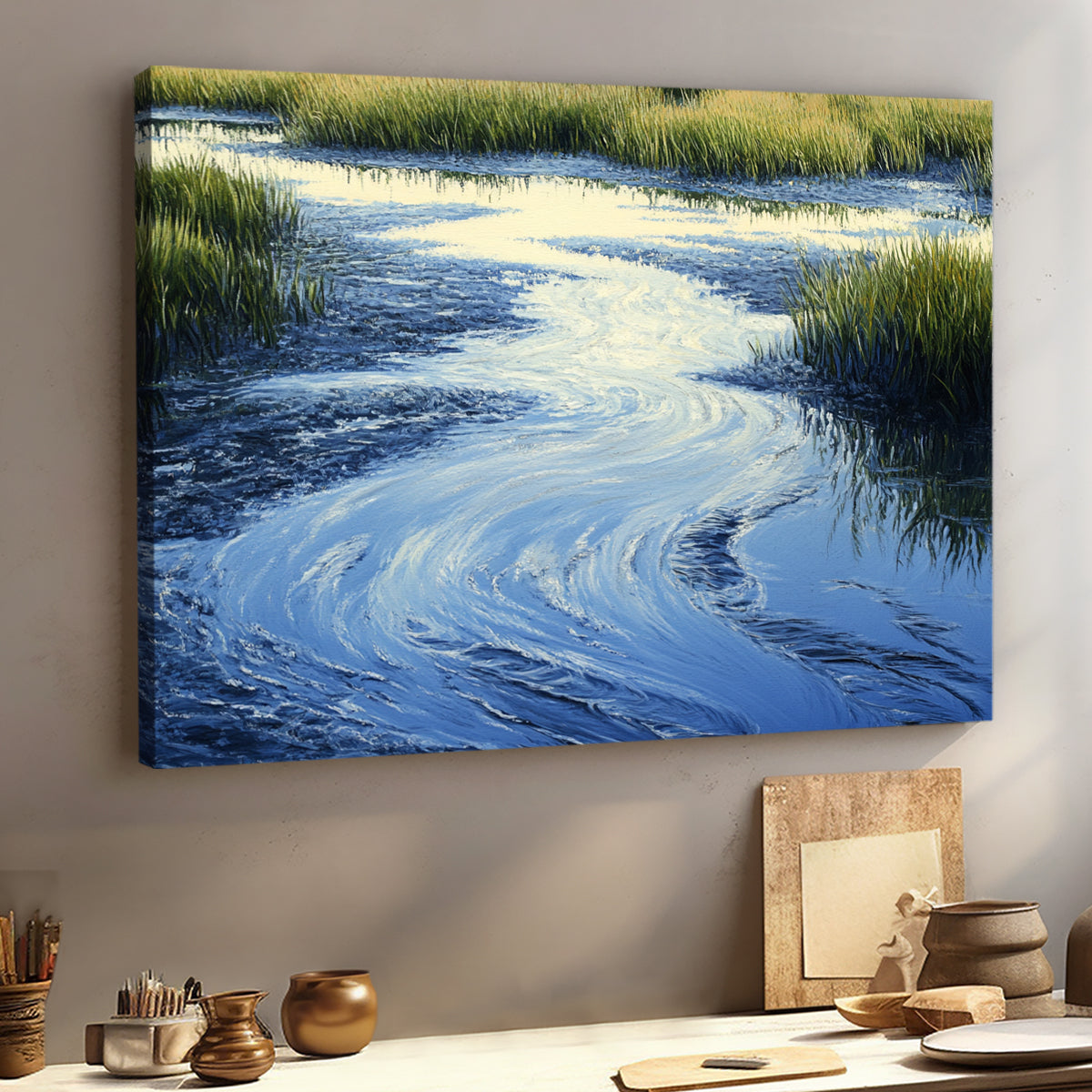 Serene Waters Natural Landscape Abstract Canvas Wall Art
