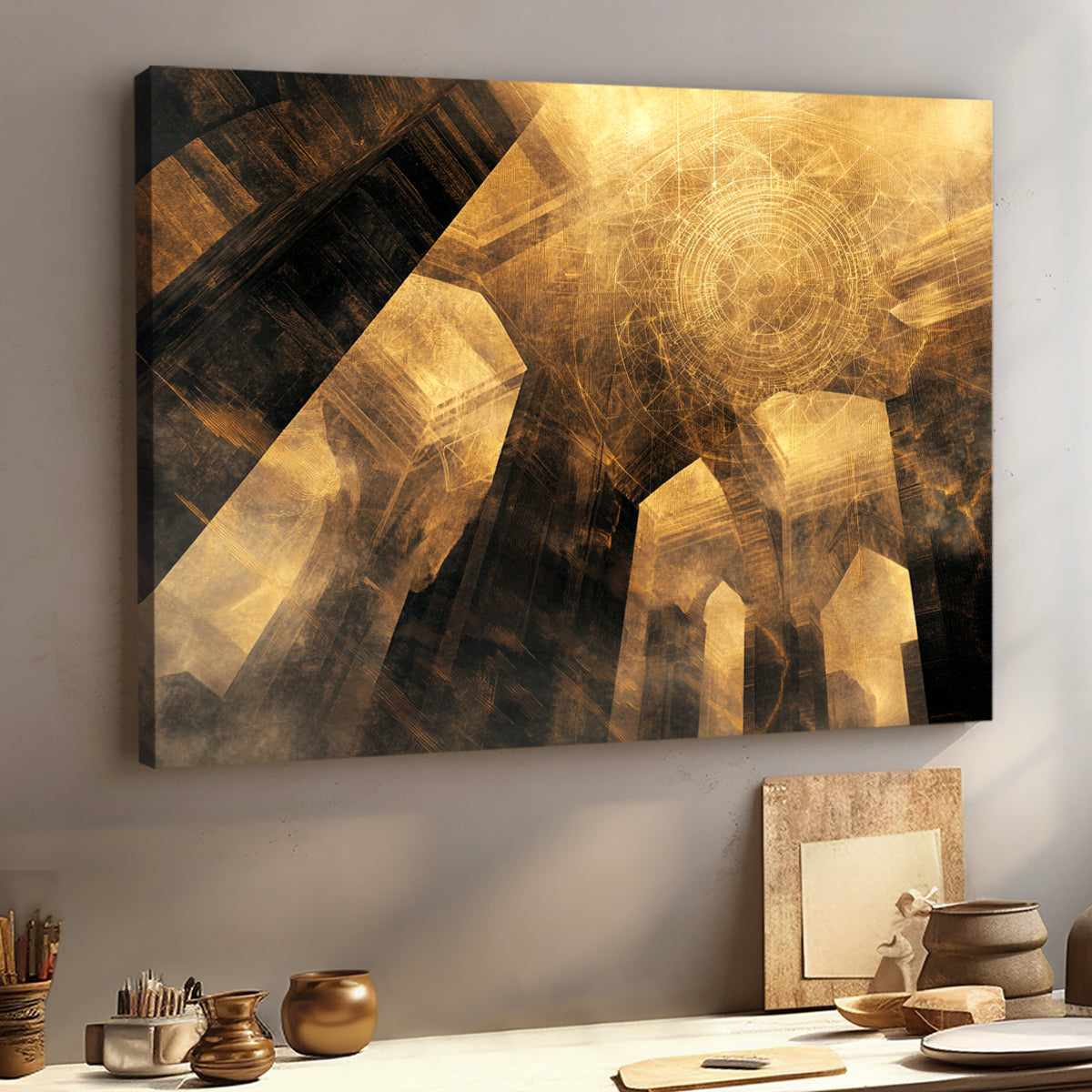 Golden Reverie Lightscape Abstract Canvas Wall Art