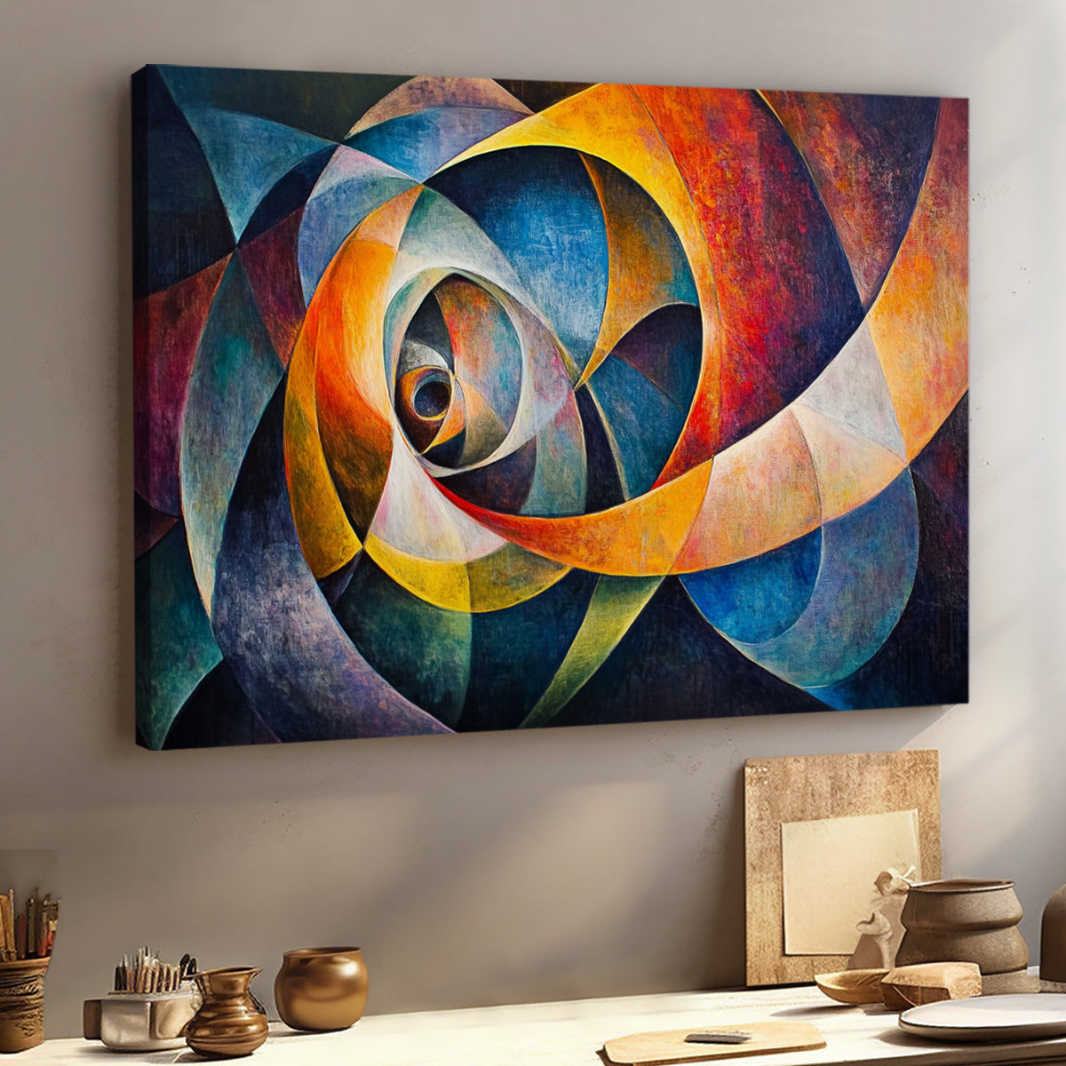 Spiral of Colors Geometric Abstract Canvas Wall Art