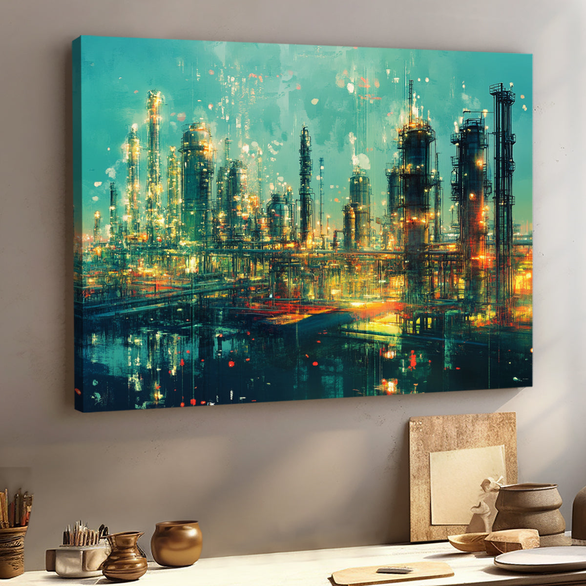Industrial Dreams Contemporary Urban Abstract Canvas Wall Art