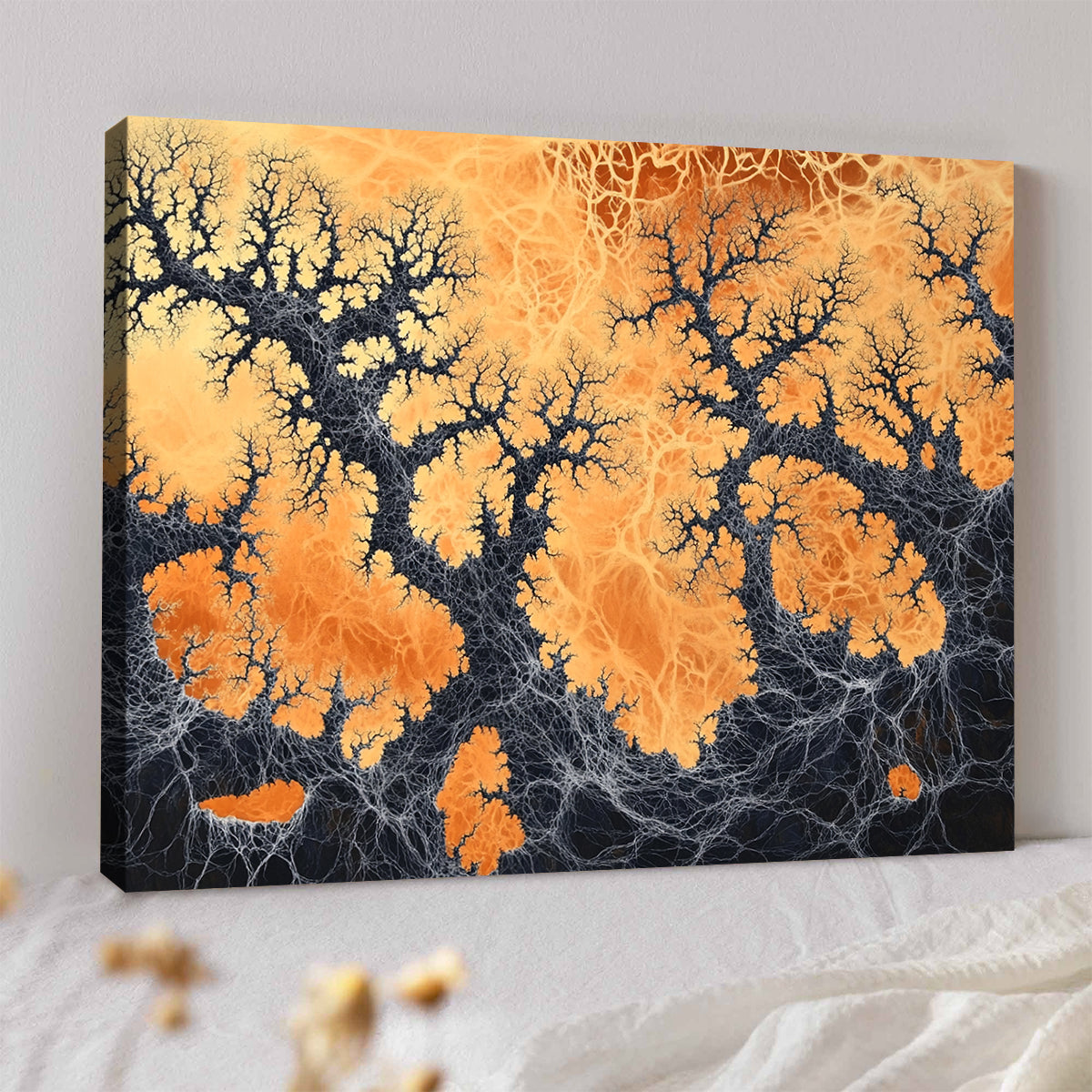 Fiery Roots Dynamic Abstract Canvas Wall Art