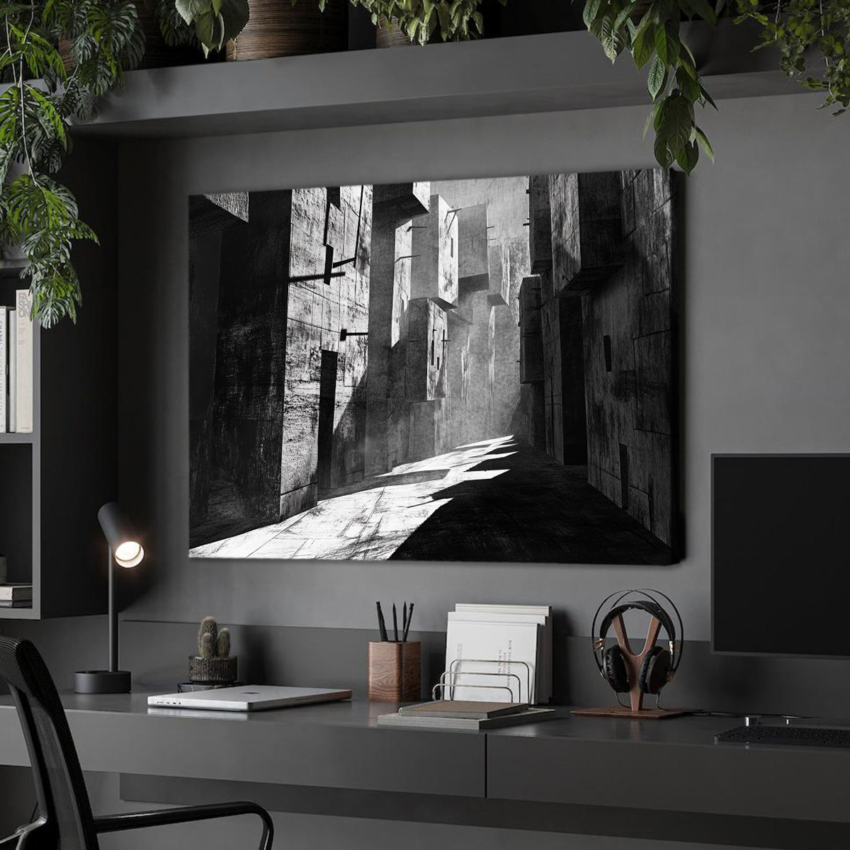 Monochrome Passage Minimalist Abstract Canvas Wall Art