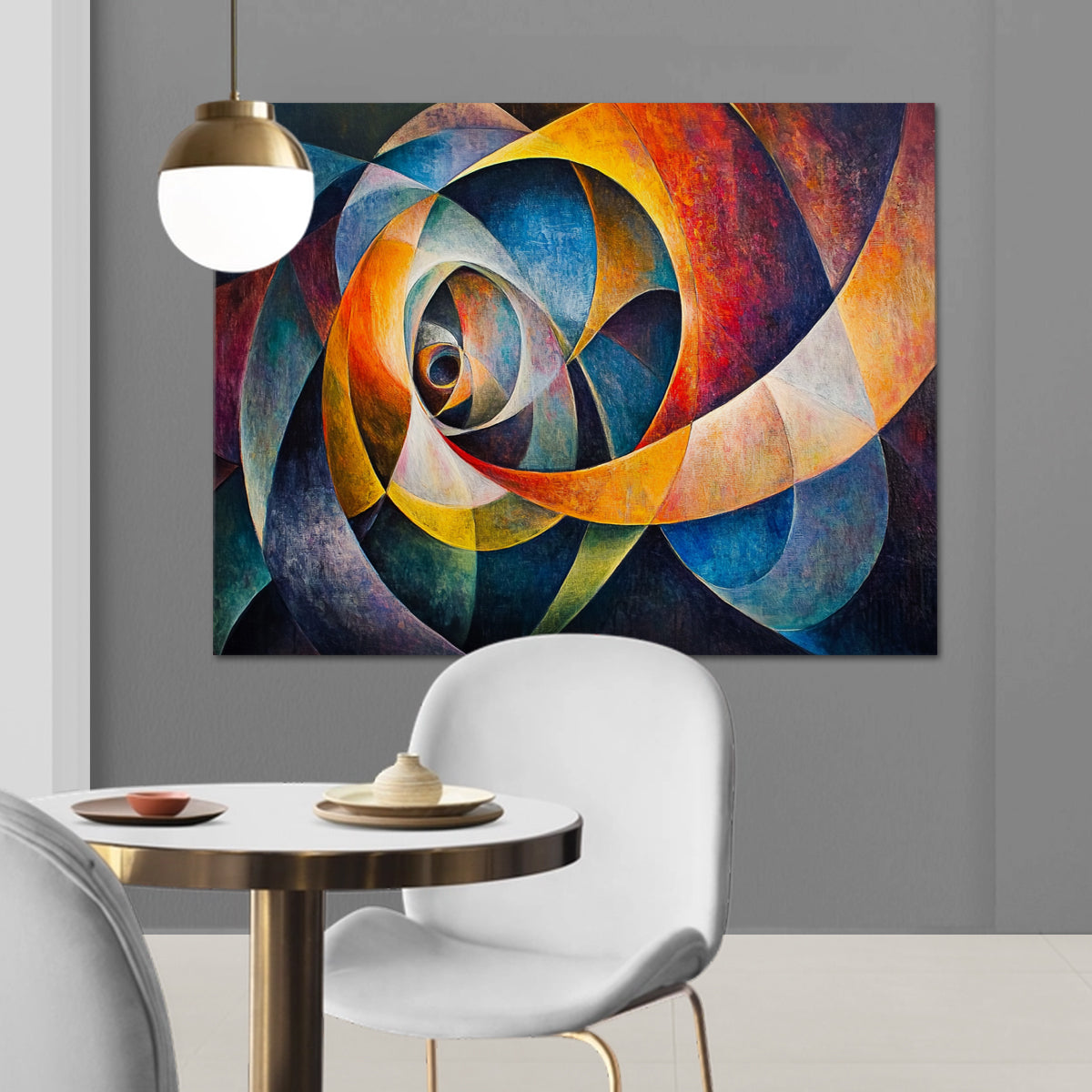 Spiral of Colors Geometric Abstract Canvas Wall Art