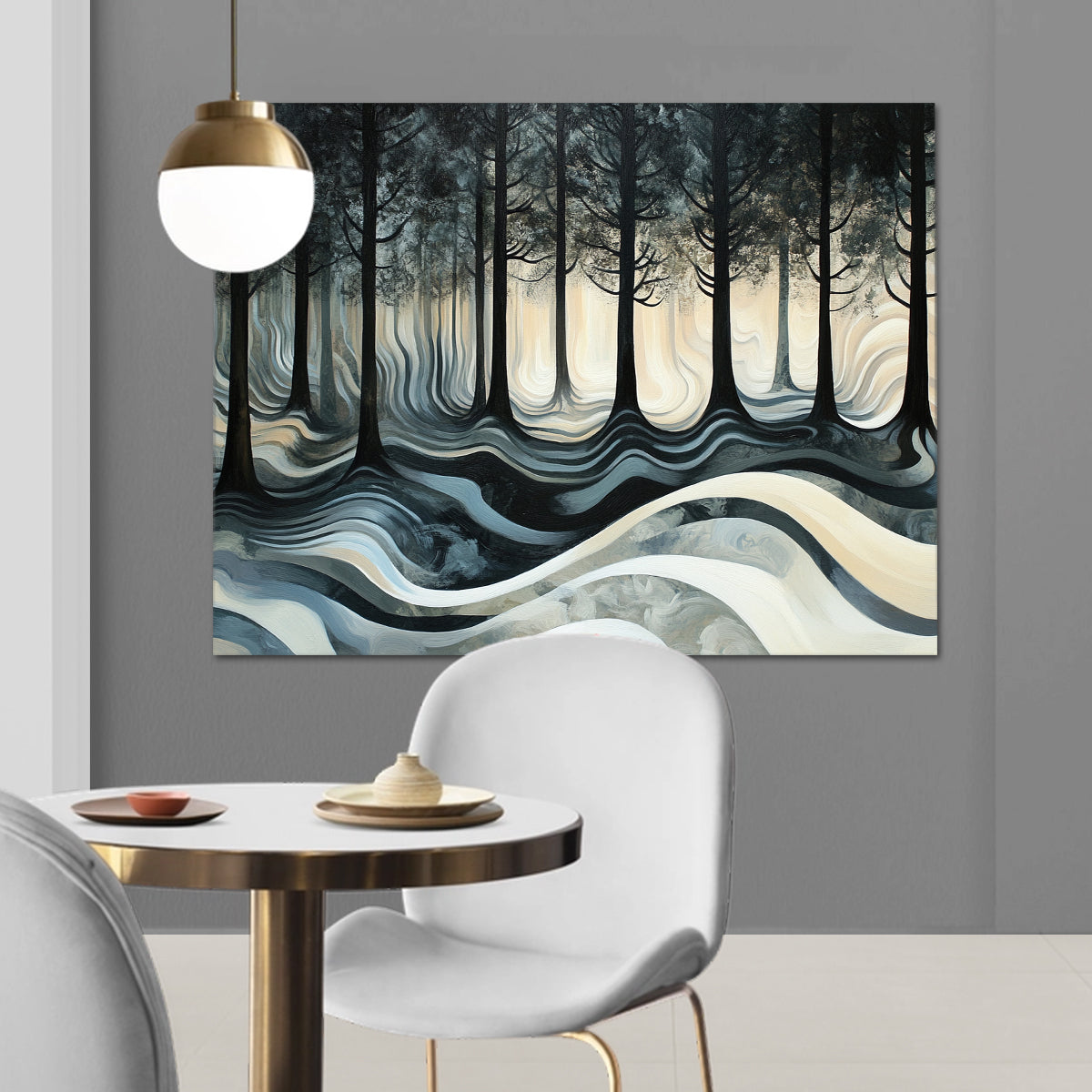 Whispering Woods Nature Abstract Canvas Wall Art for Living Room