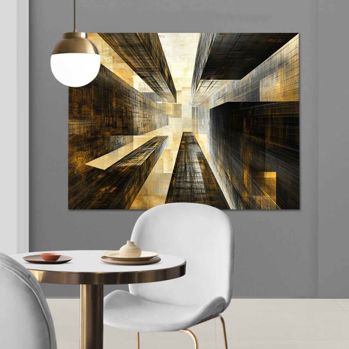 Urban Ascent Geometric Abstract Canvas Wall Art