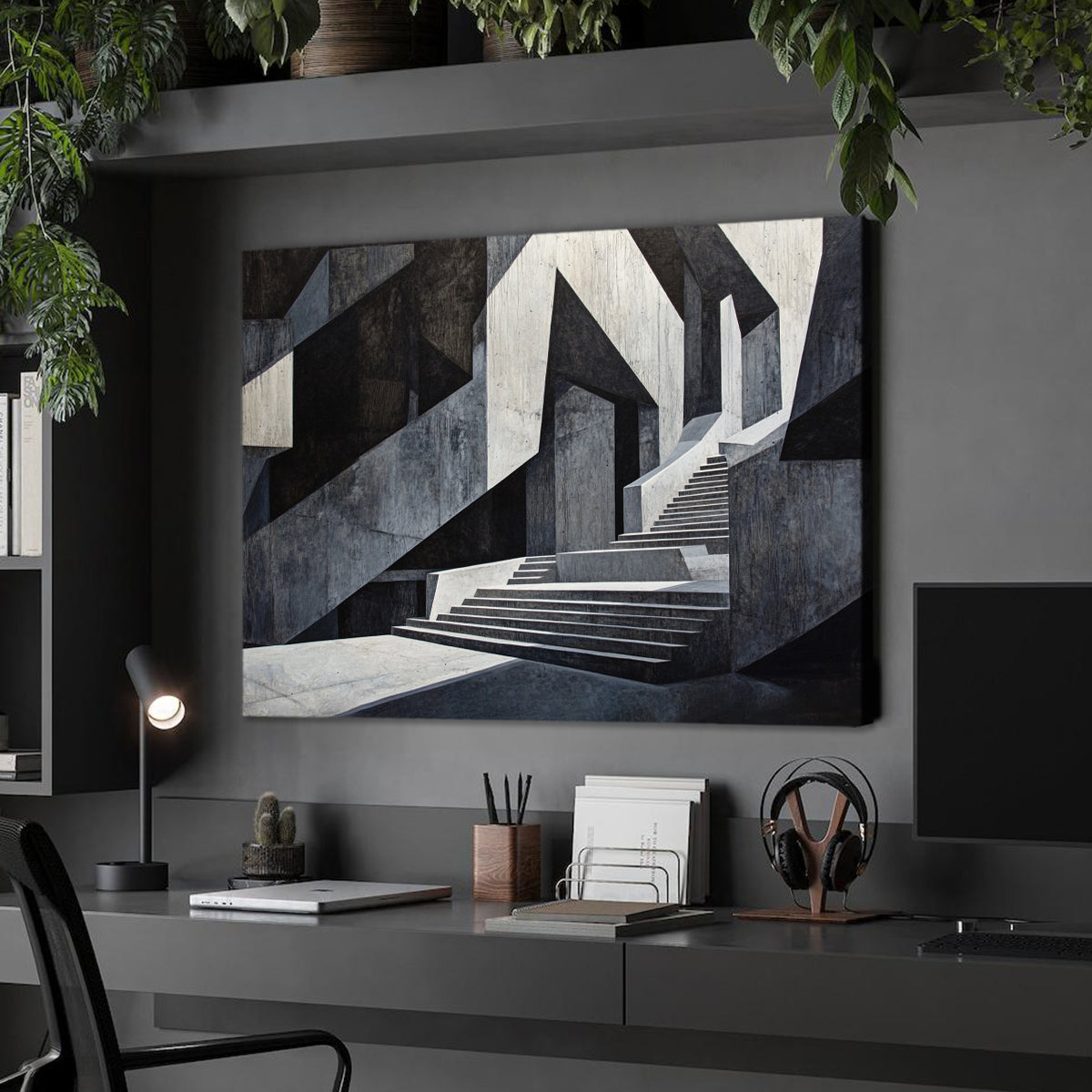 Monochrome Ascension Minimalist Geometric Abstract Canvas Wall Art