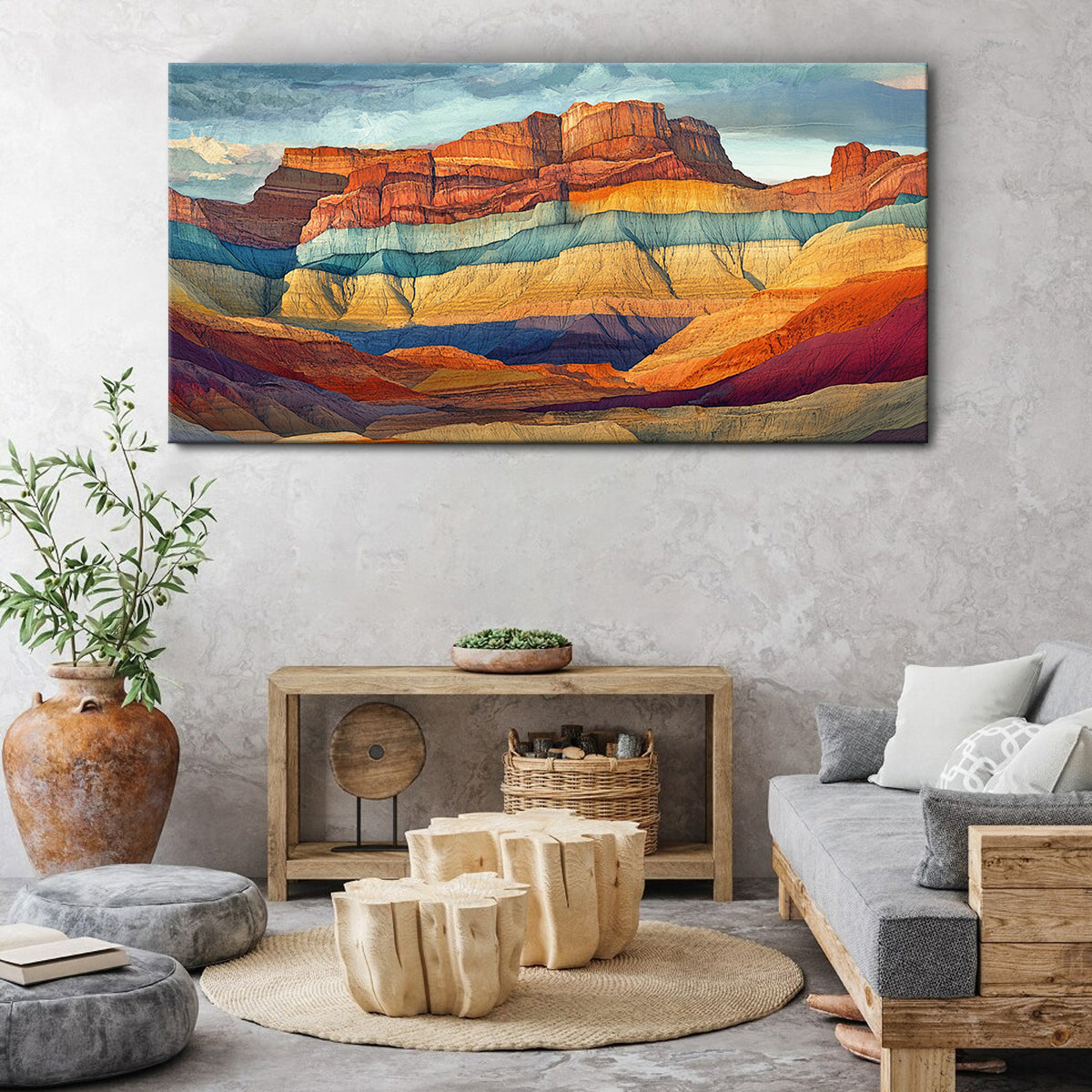 Canyon Colors Vibrant Landscape Abstract Canvas Wall Art