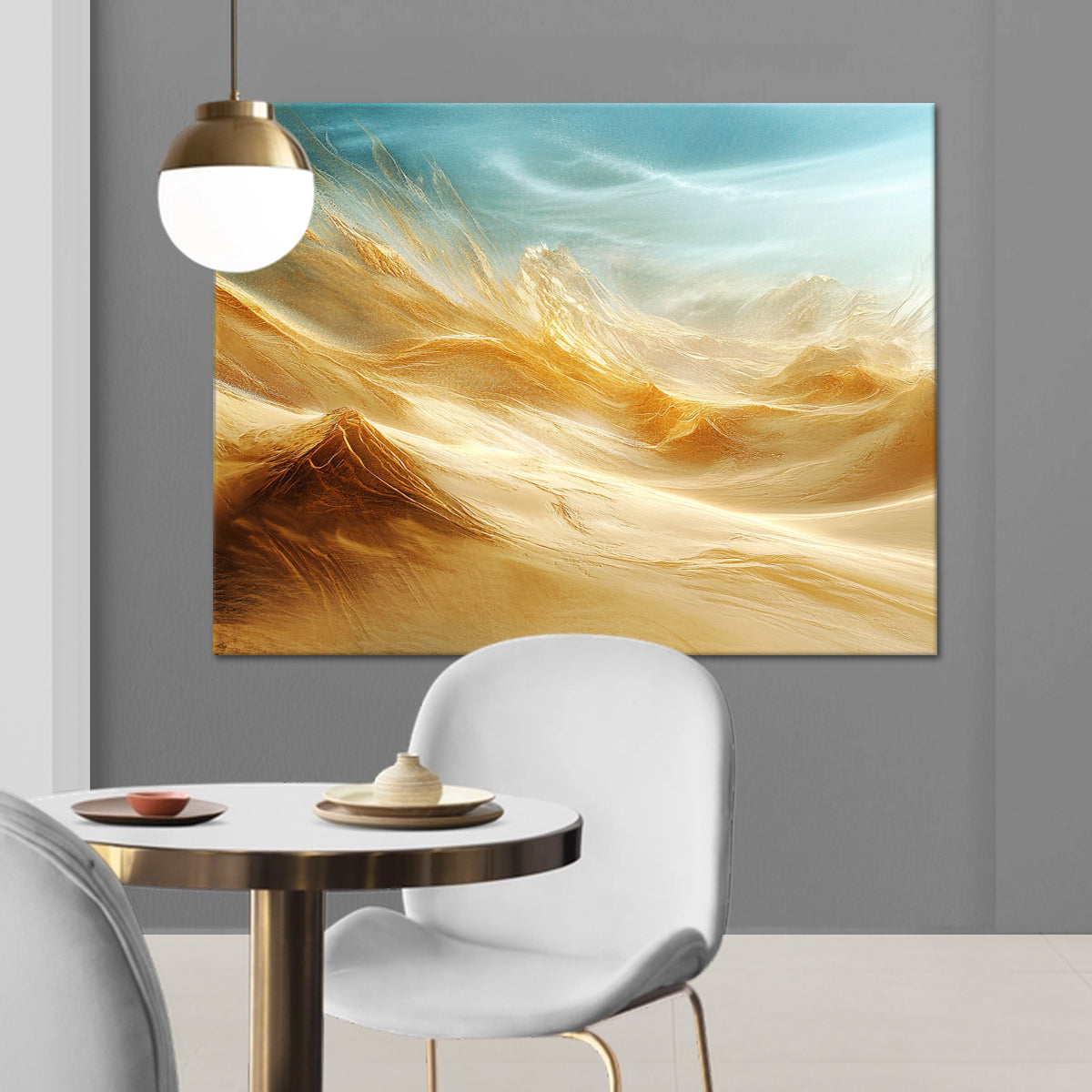 Desert Dreams Golden Landscape Abstract Canvas Wall Art