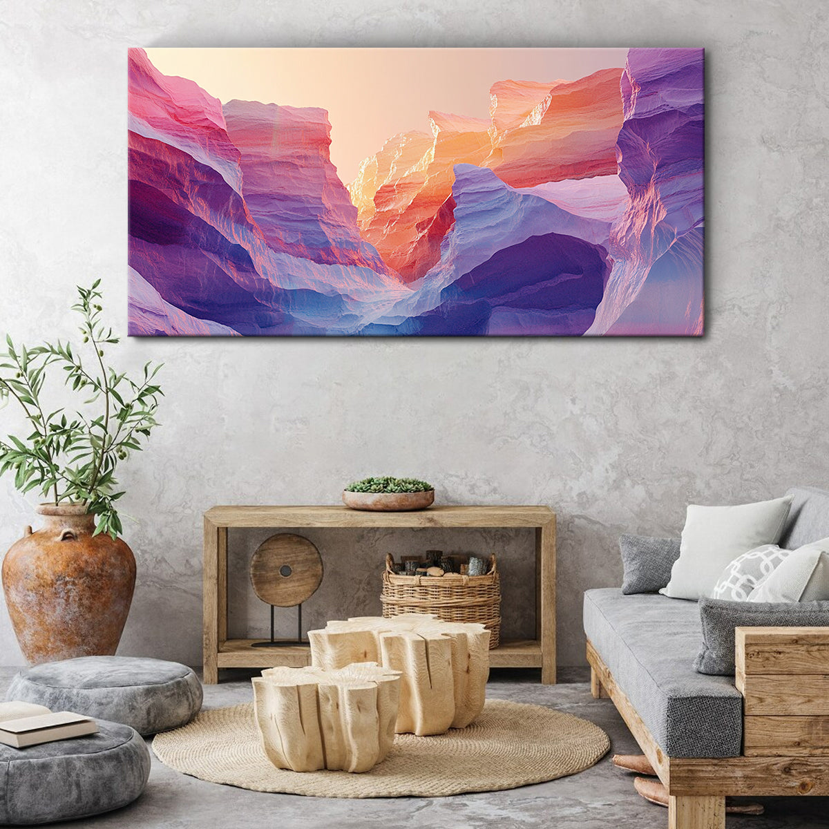 Twilight Canyons Landscape Abstract Canvas Wall Art
