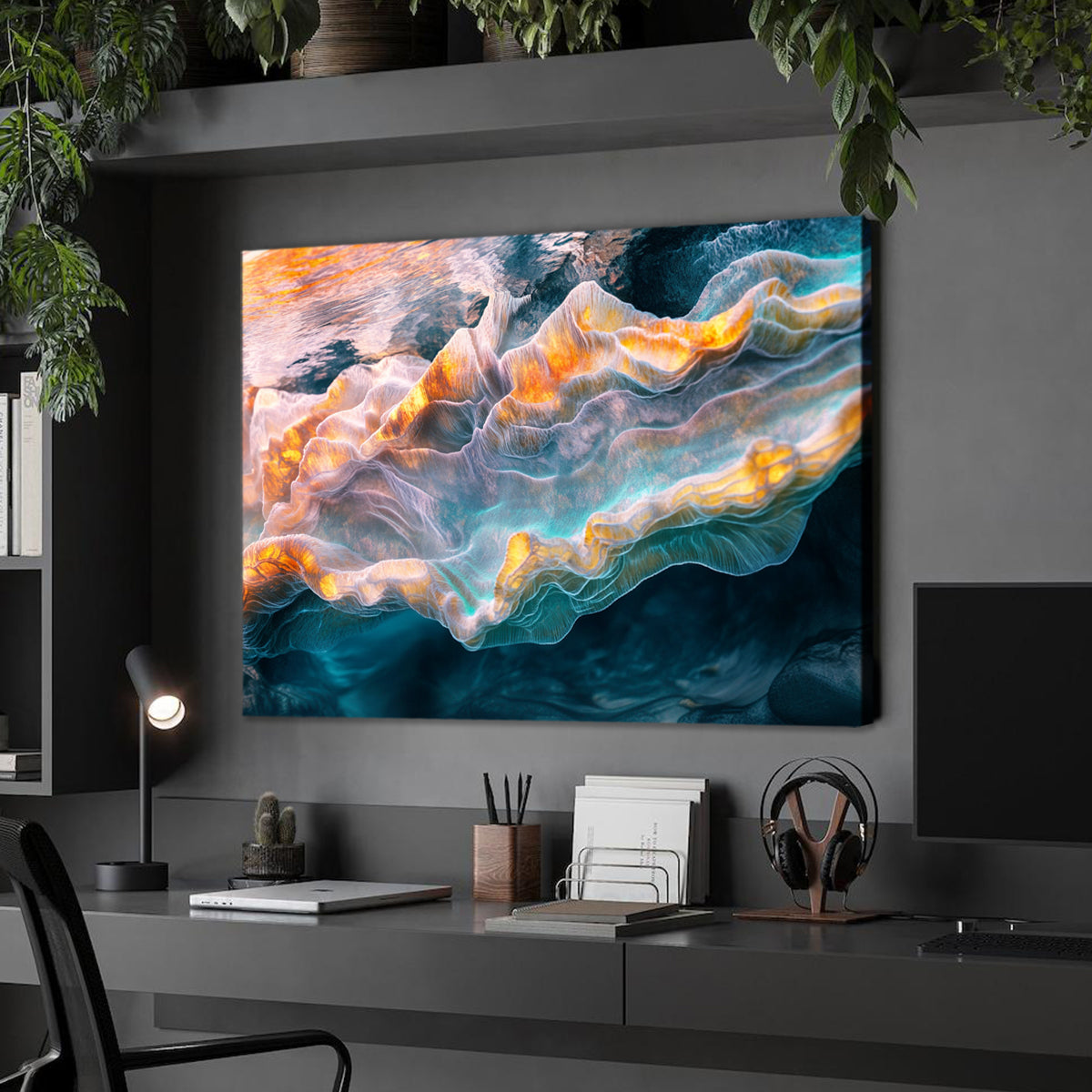 Ocean Whispers Luminous Abstract Canvas Wall Art