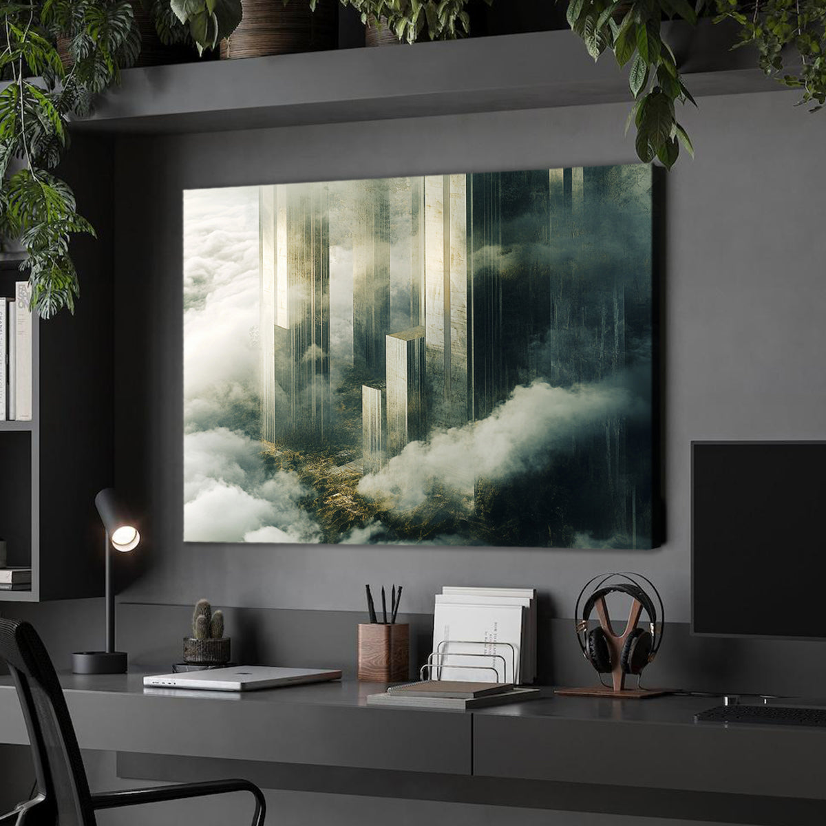 Celestial Towers Architectural Landscape Abstract Canvas Wall Art