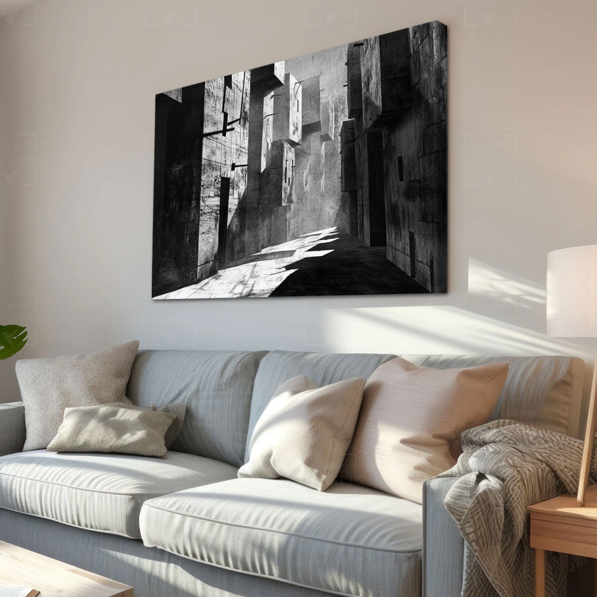 Monochrome Passage Minimalist Abstract Canvas Wall Art