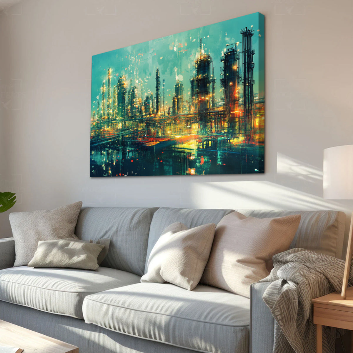 Industrial Dreams Contemporary Urban Abstract Canvas Wall Art