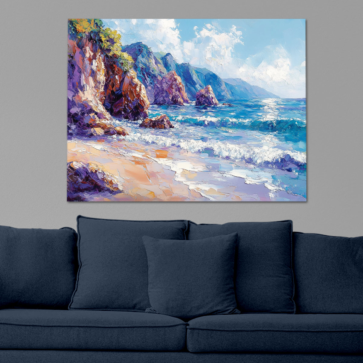 Coastal Harmony Seascape Abstract Canvas Wall Art