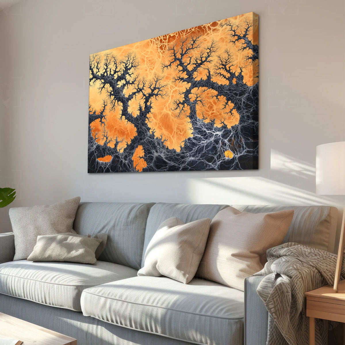 Fiery Roots Dynamic Abstract Canvas Wall Art