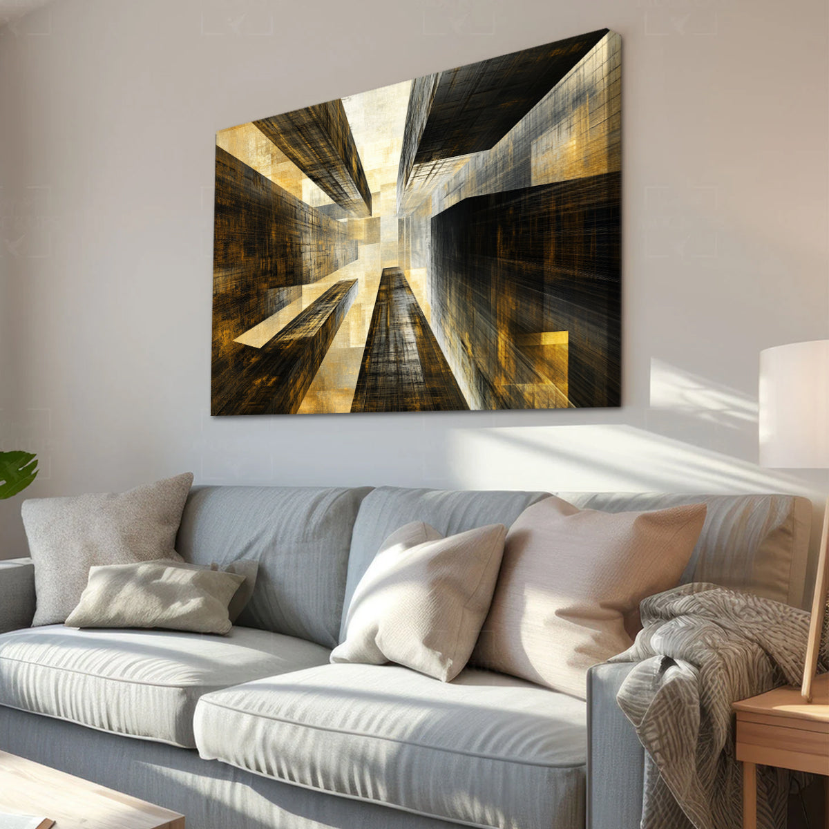 Urban Ascent Geometric Abstract Canvas Wall Art