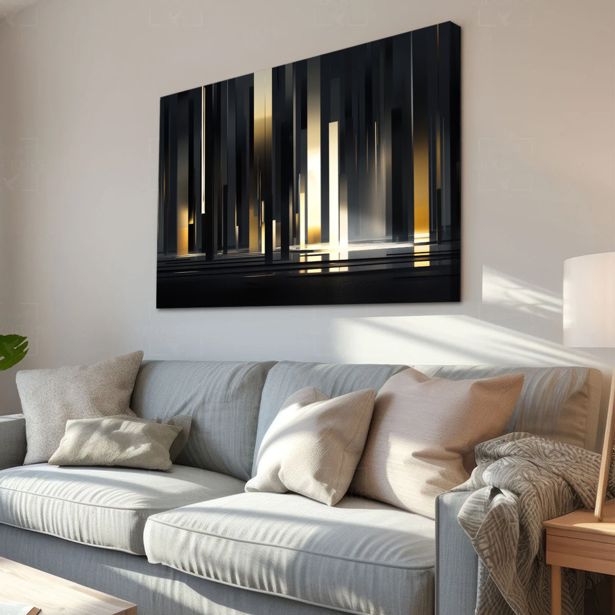 Urban Echoes Futuristic Minimalism Abstract Canvas Wall Art