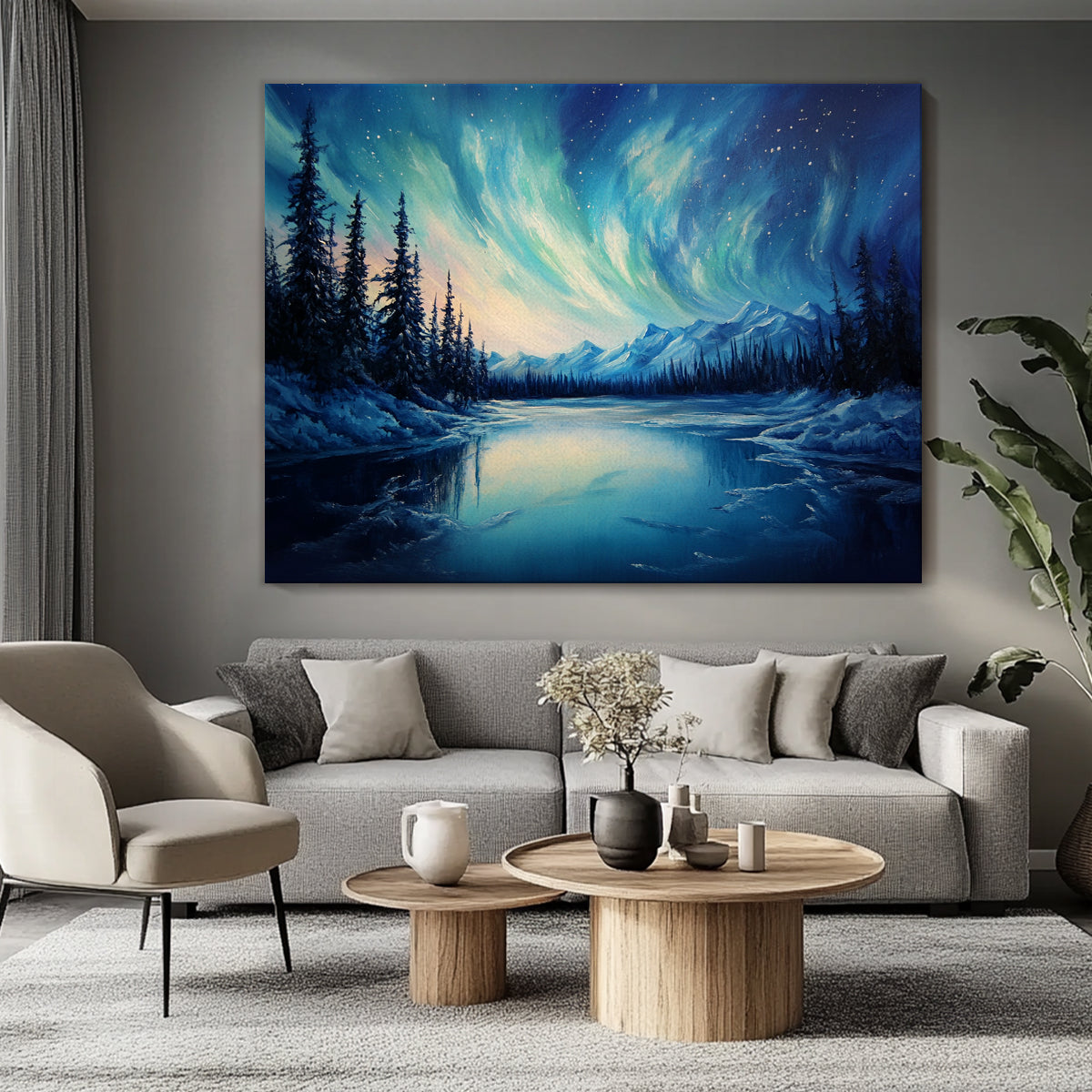 Aurora Dreams Landscape Abstract Canvas Wall Art