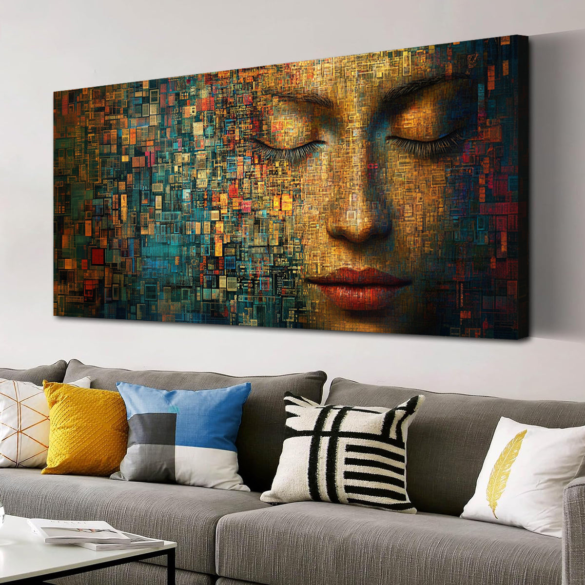 Digital Serenity Surrealism Abstract Canvas Wall Art