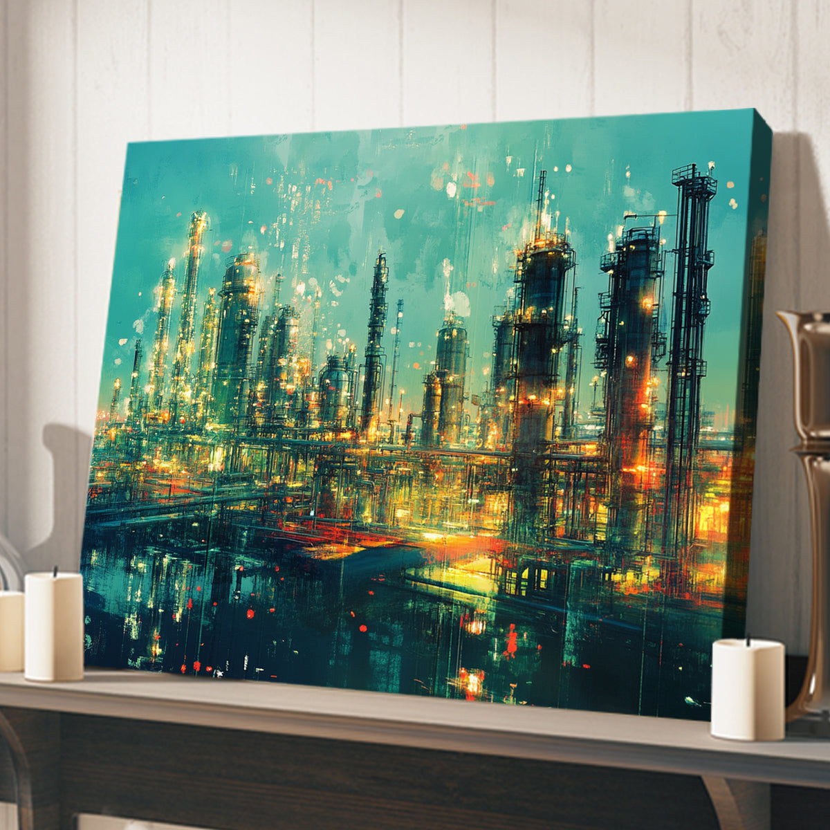 Industrial Dreams Contemporary Urban Abstract Canvas Wall Art