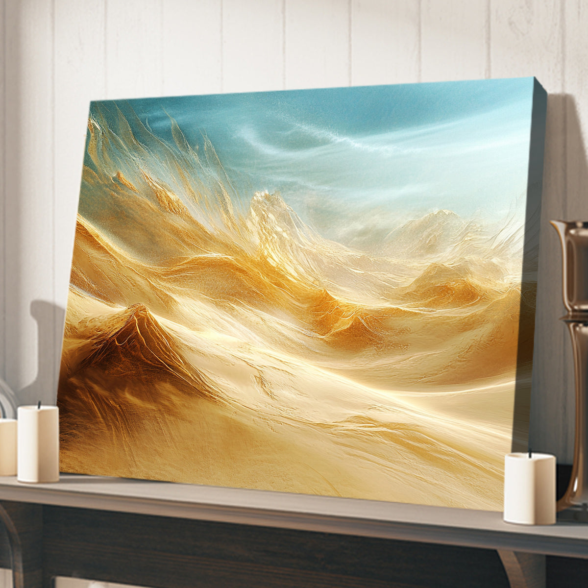 Desert Dreams Golden Landscape Abstract Canvas Wall Art