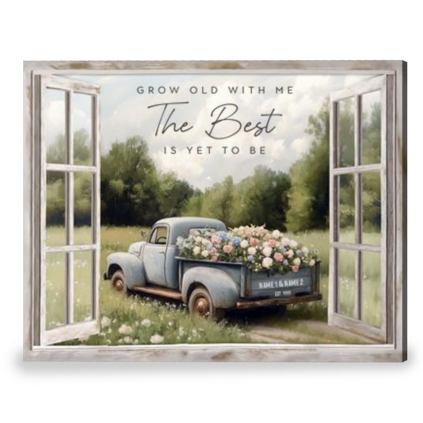Personalized Vintage Art for Couples Wedding Anniversary Gift Canvas Print