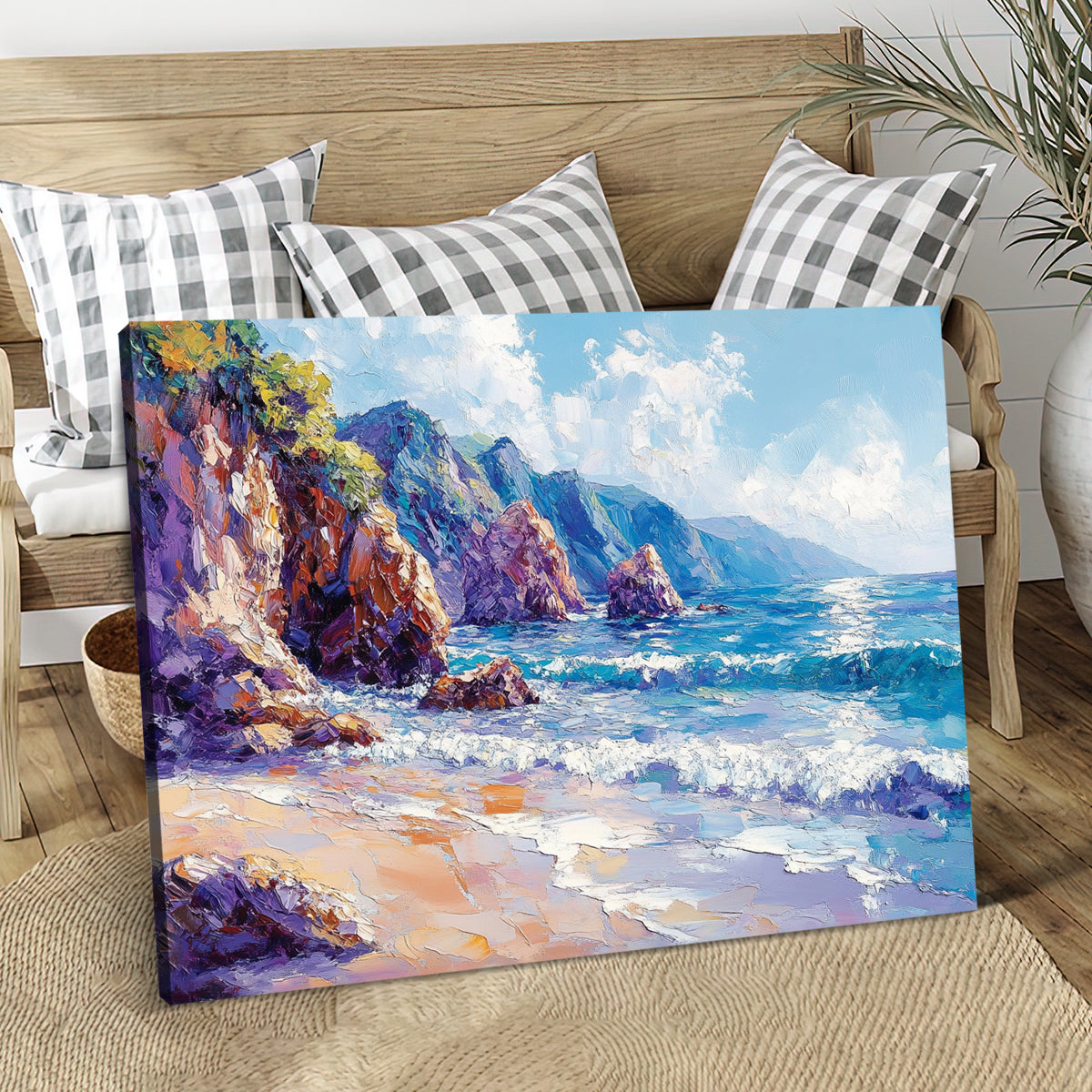 Coastal Harmony Seascape Abstract Canvas Wall Art