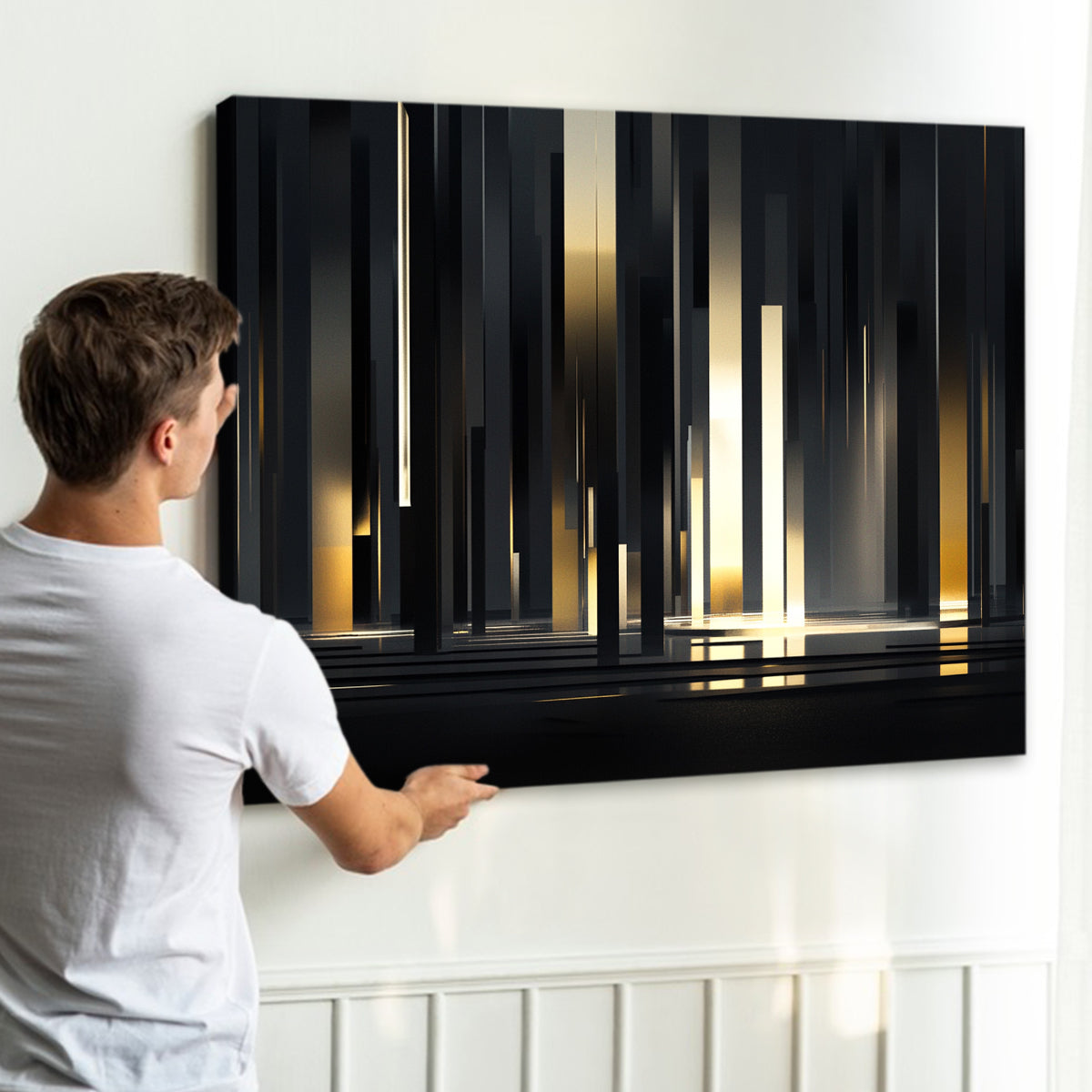 Urban Echoes Futuristic Minimalism Abstract Canvas Wall Art