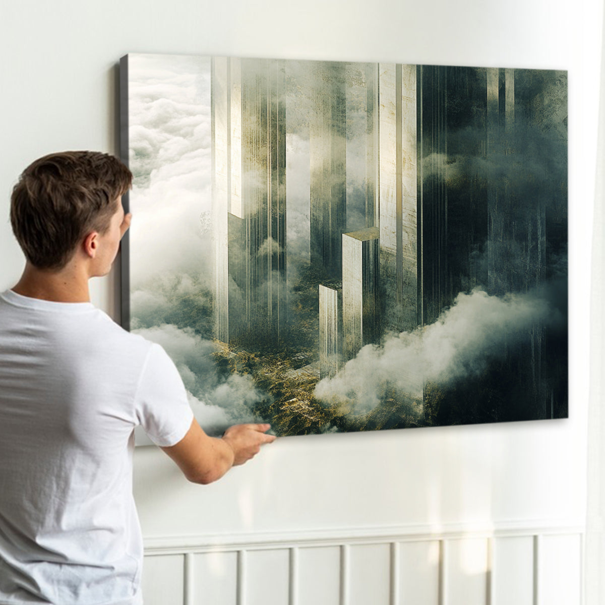 Celestial Towers Architectural Landscape Abstract Canvas Wall Art