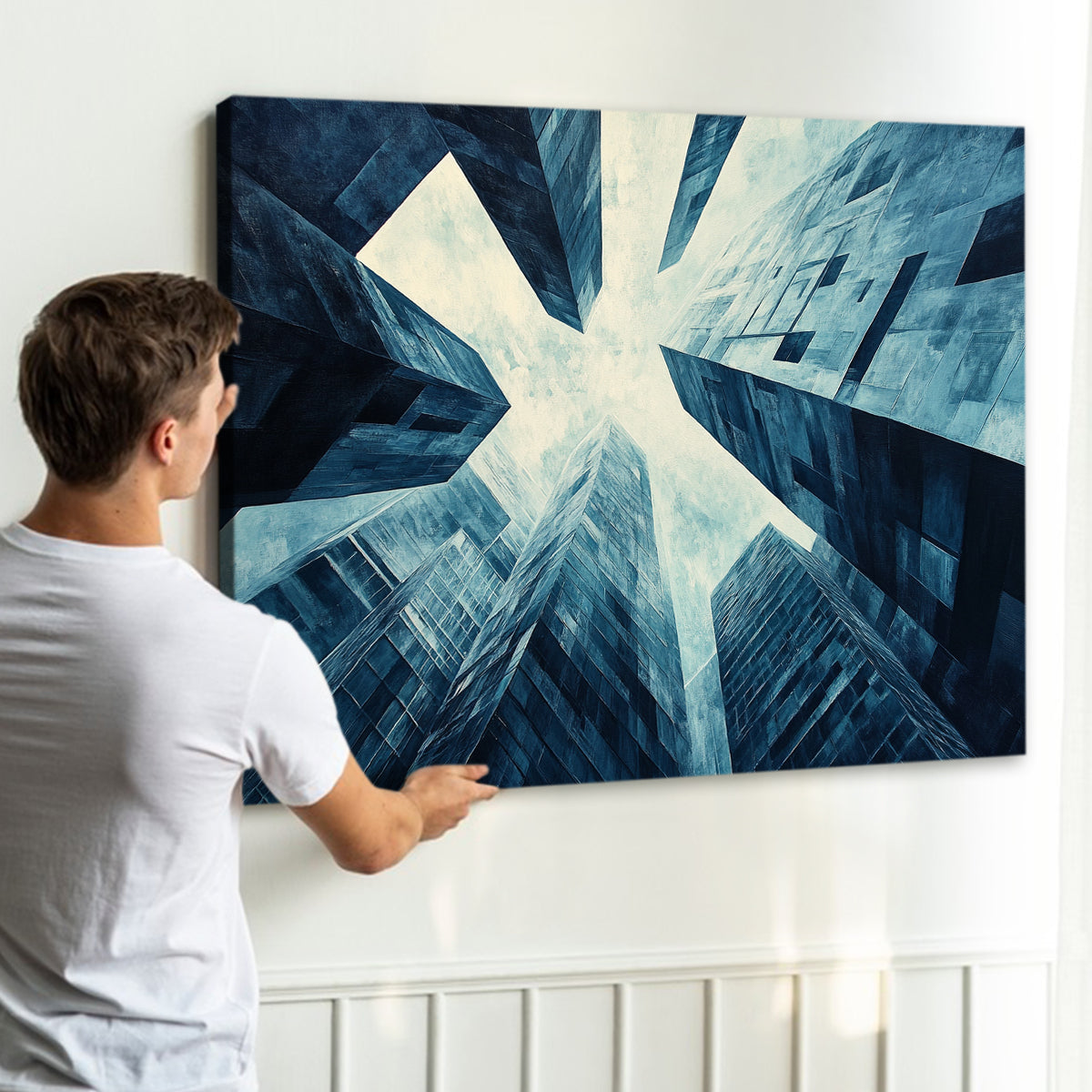 Skyward Ascent Modern Architecture Abstract Canvas Wall Art
