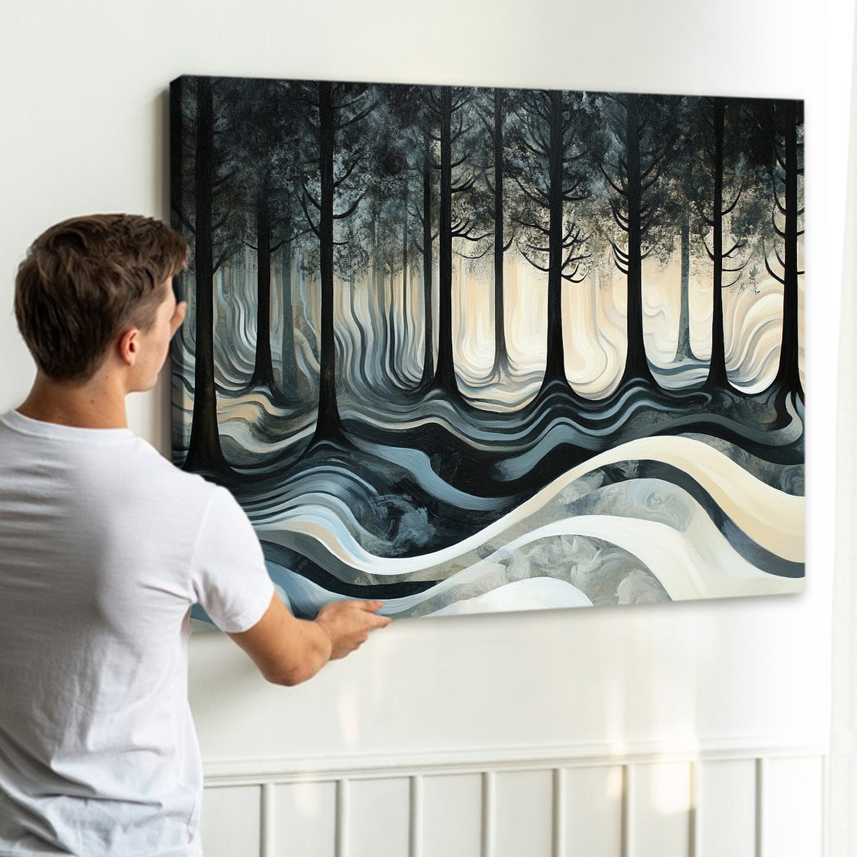 Whispering Woods Nature Abstract Canvas Wall Art for Living Room