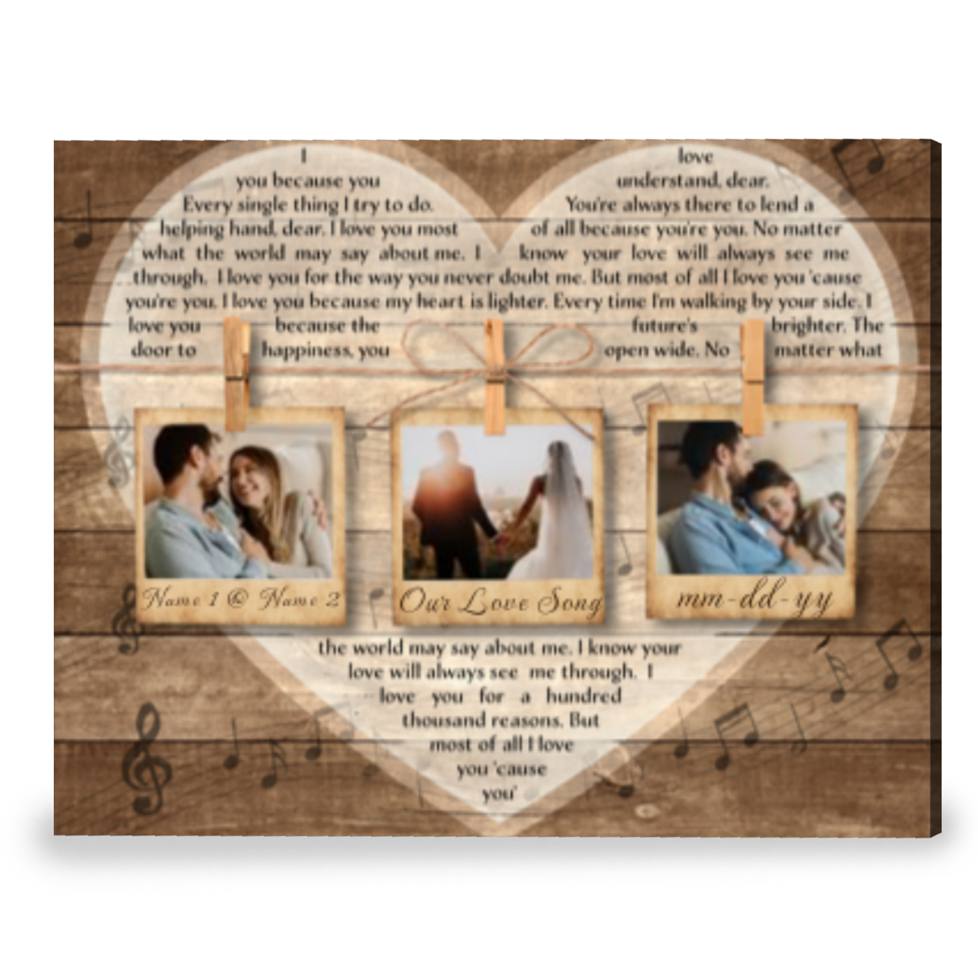Custom Gift For Wedding Anniversary Any Song Lyric On Canvas Wall Art