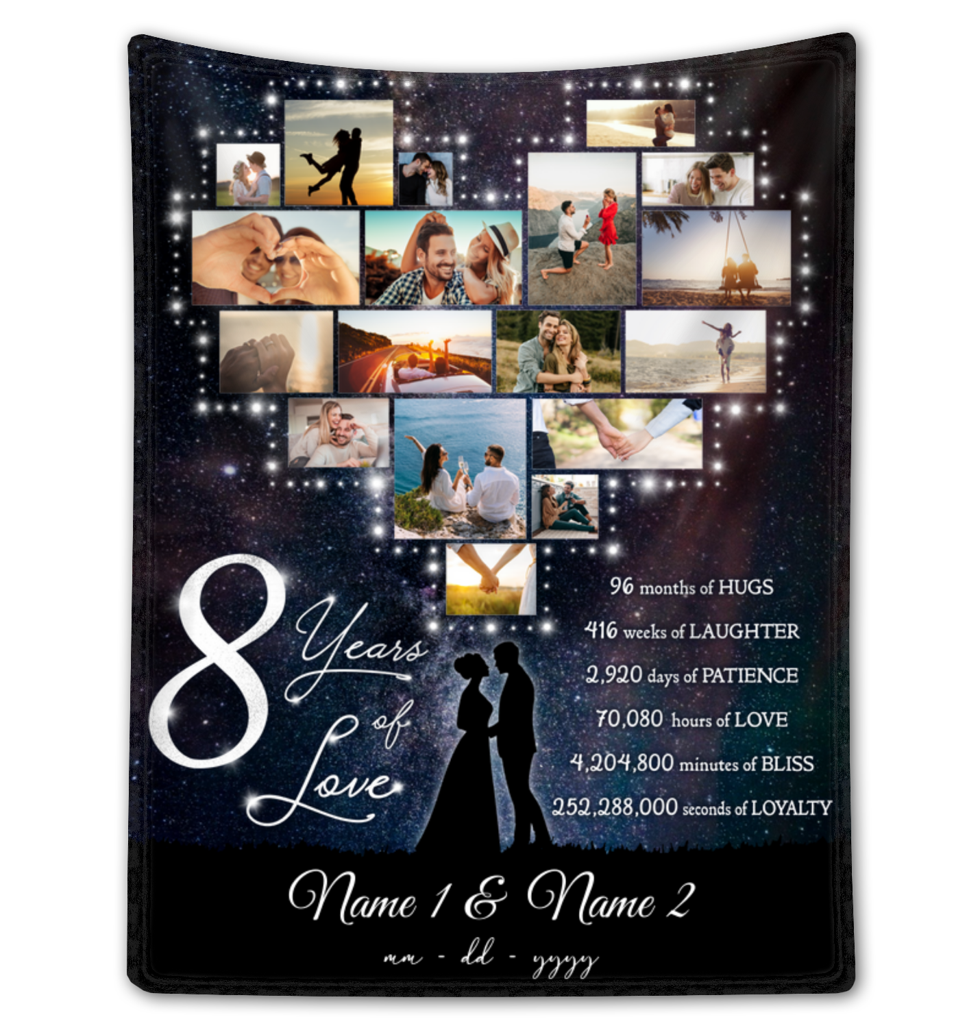 Custom 8th Anniversary Blanket For Couple Unique 8 Years Of Love Gift Ideas