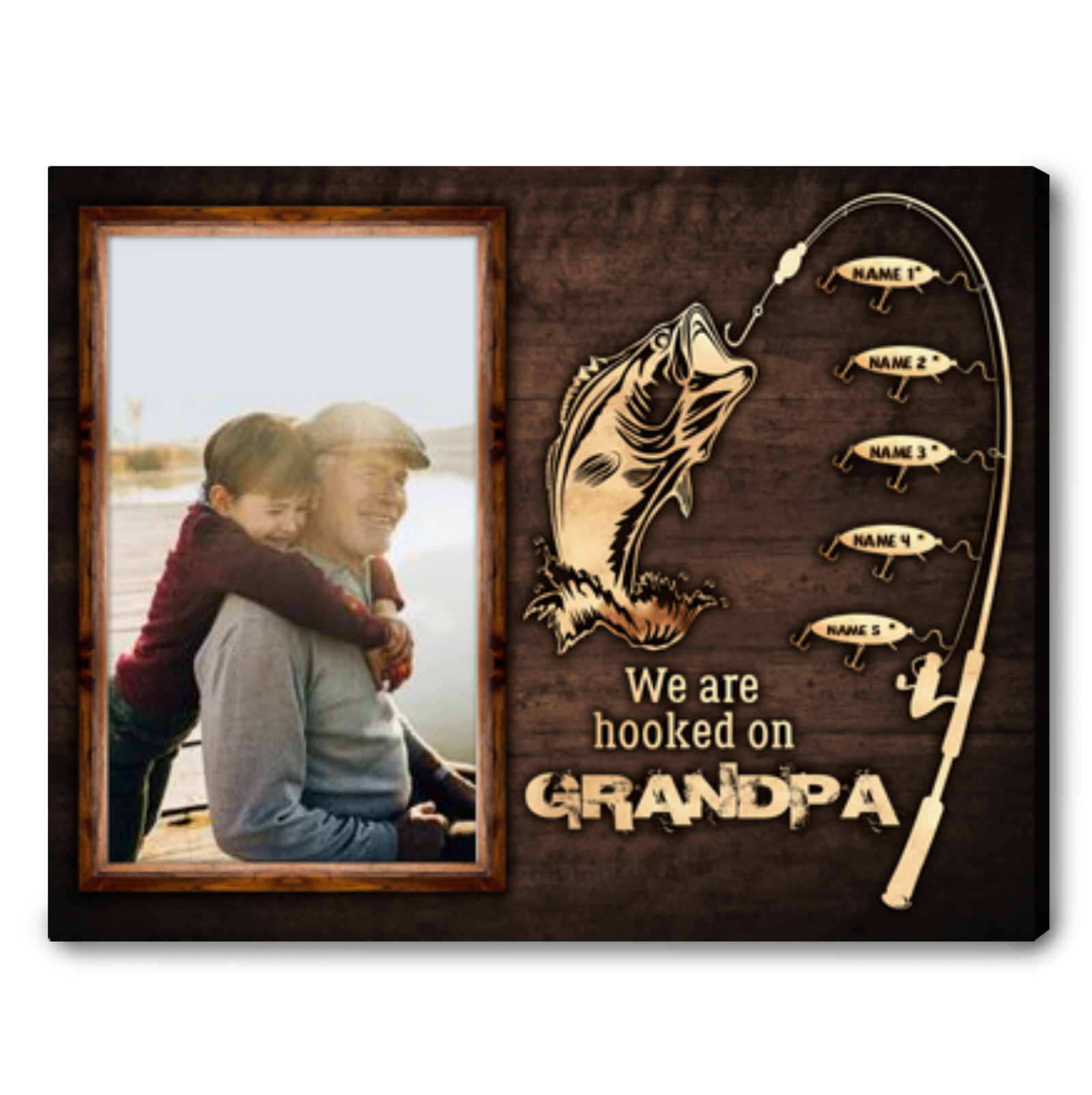 Personalized Fishing Grandpa Canvas Print Gifts For Grandpa On Father's Day