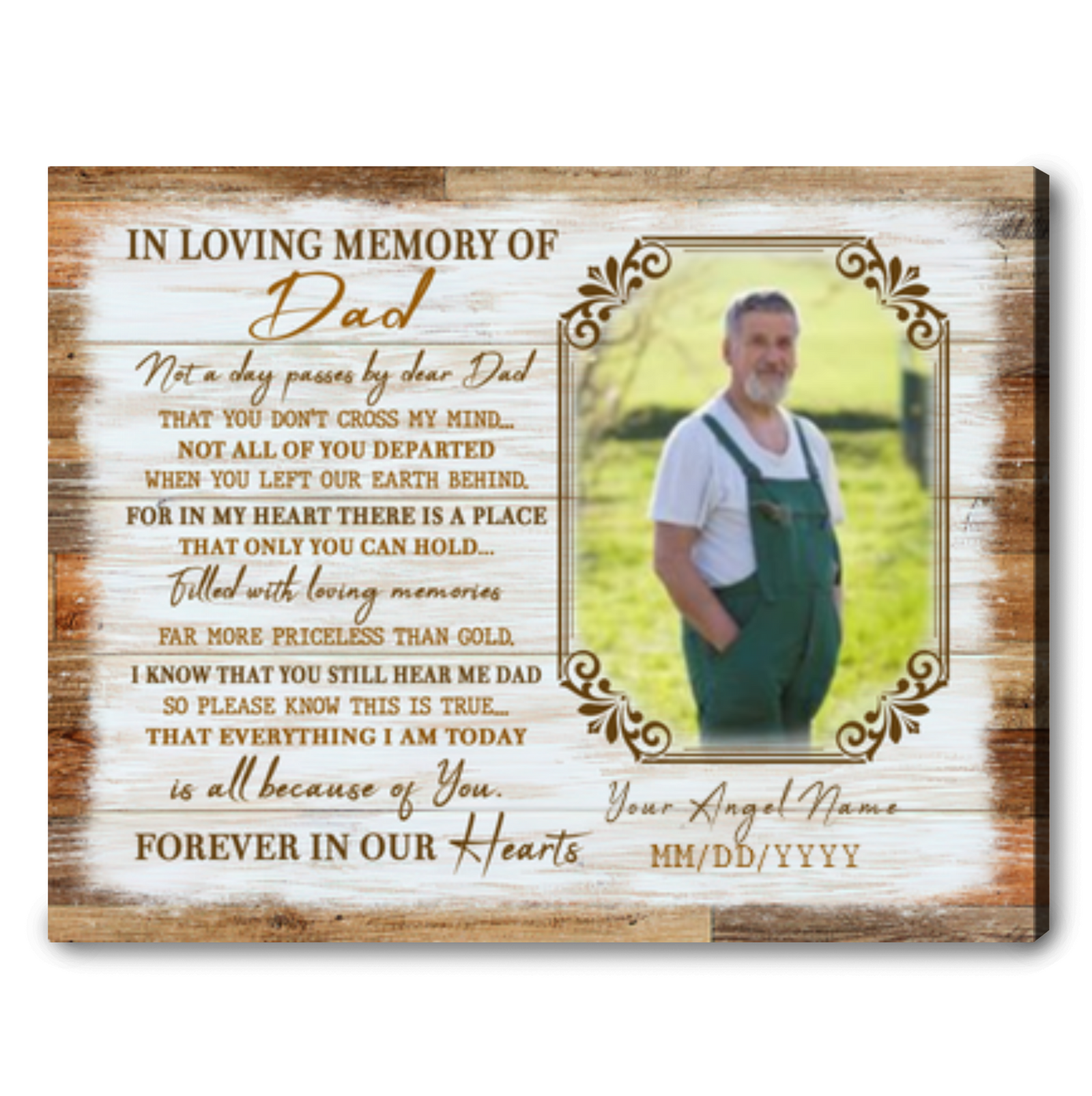 Remembrance Gifts For Loss Of Dad Customized Photo Canvas Wall Art