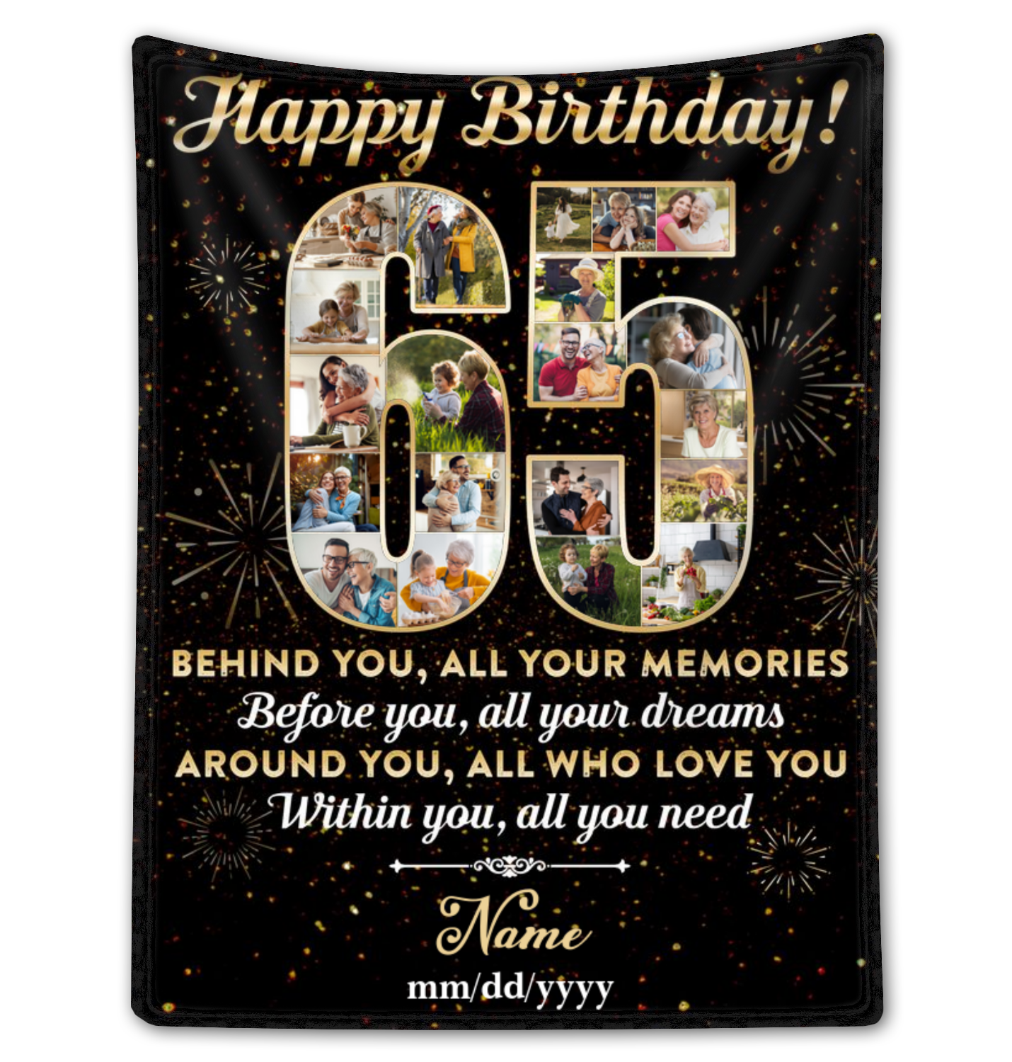 Personalized Photo Collage 65th Birthday Blanket Best 65th Birthday Gift Idea