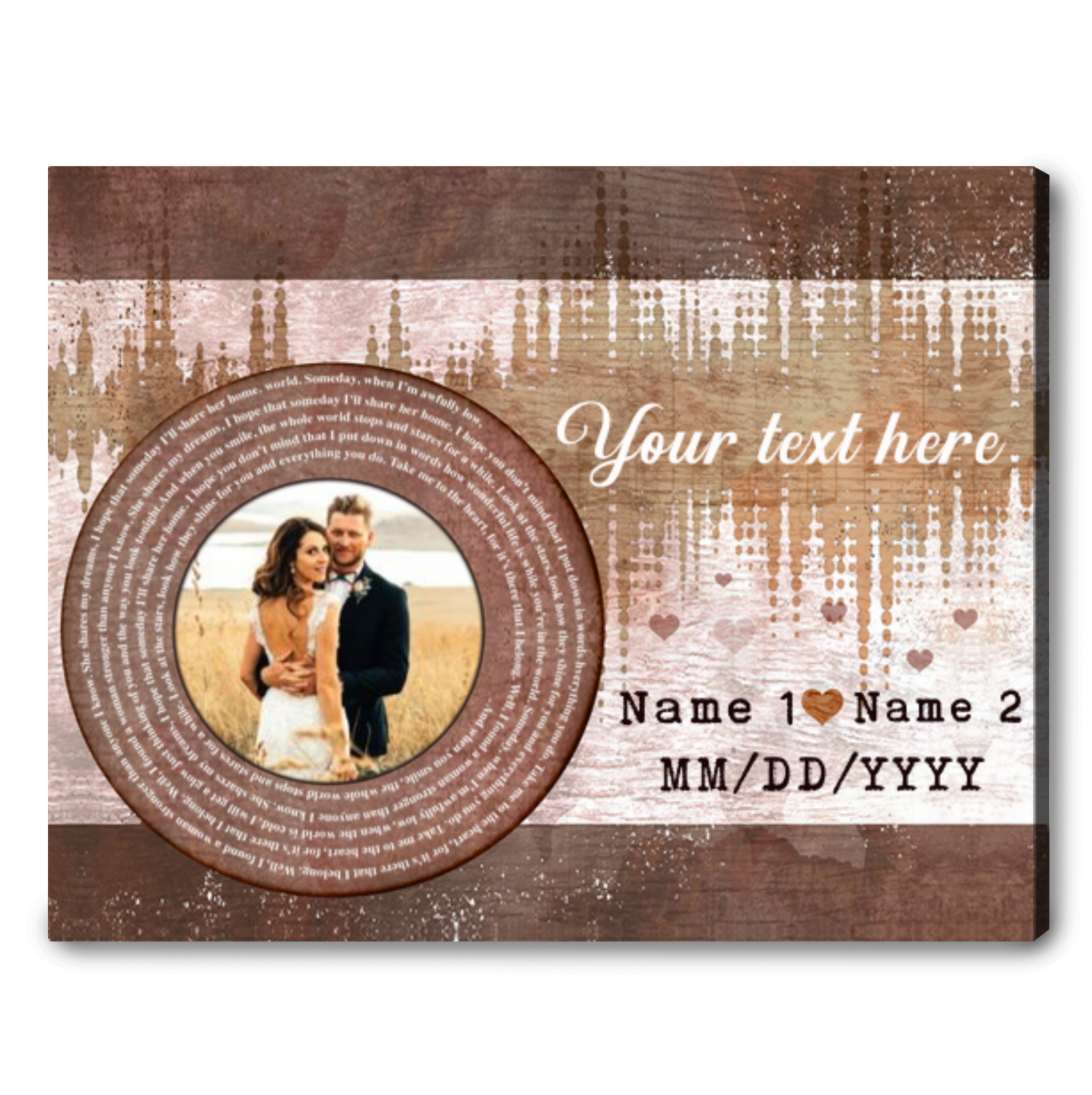 Custom Song Lyrics Personalized Text And Upload Photo Sound Wave Art Canvas Wall Art Ohcanvas