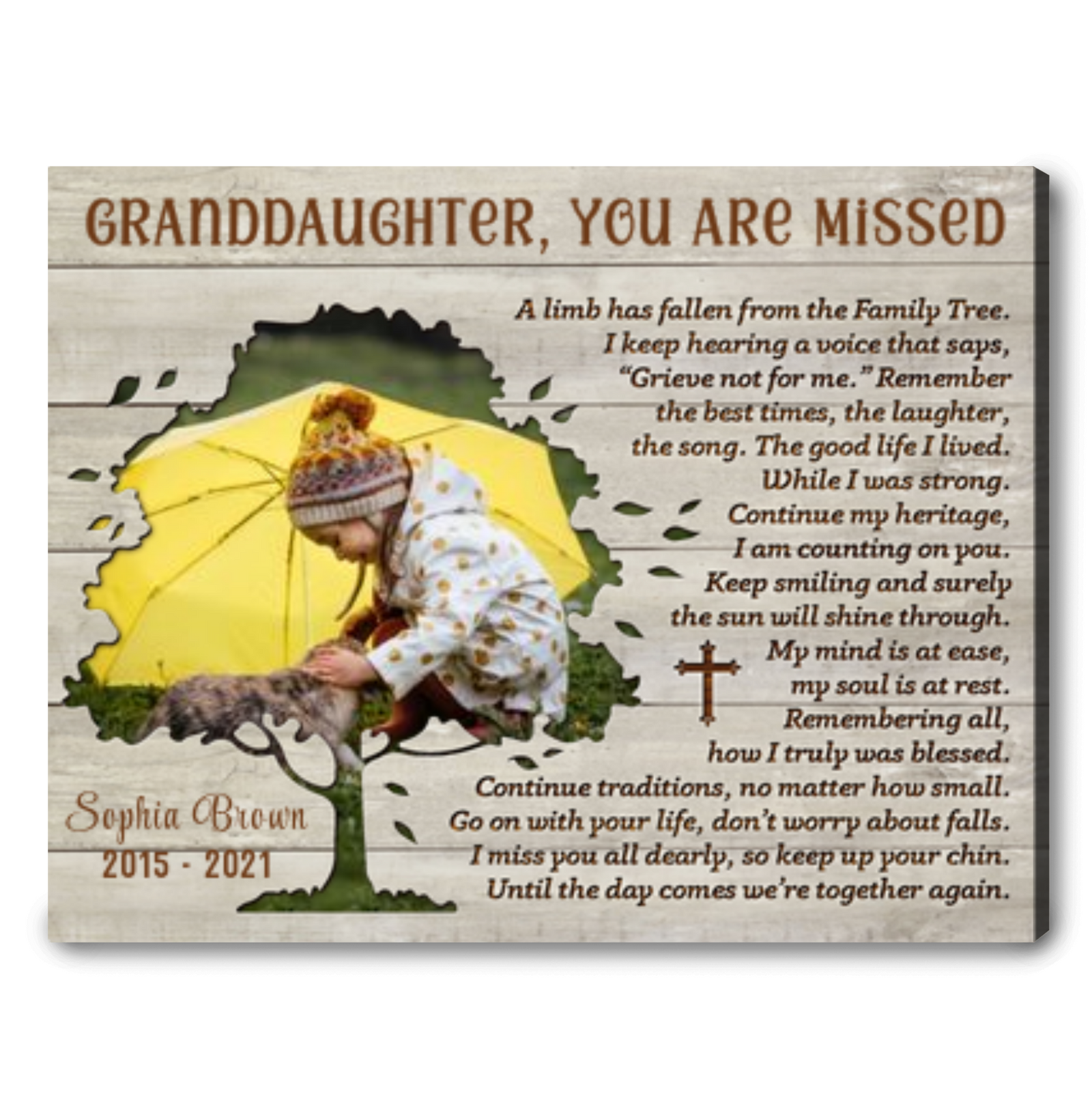 Unique Personalized Memorial Gifts For Granddaughter Canvas Memorial Photo Gift Ideas