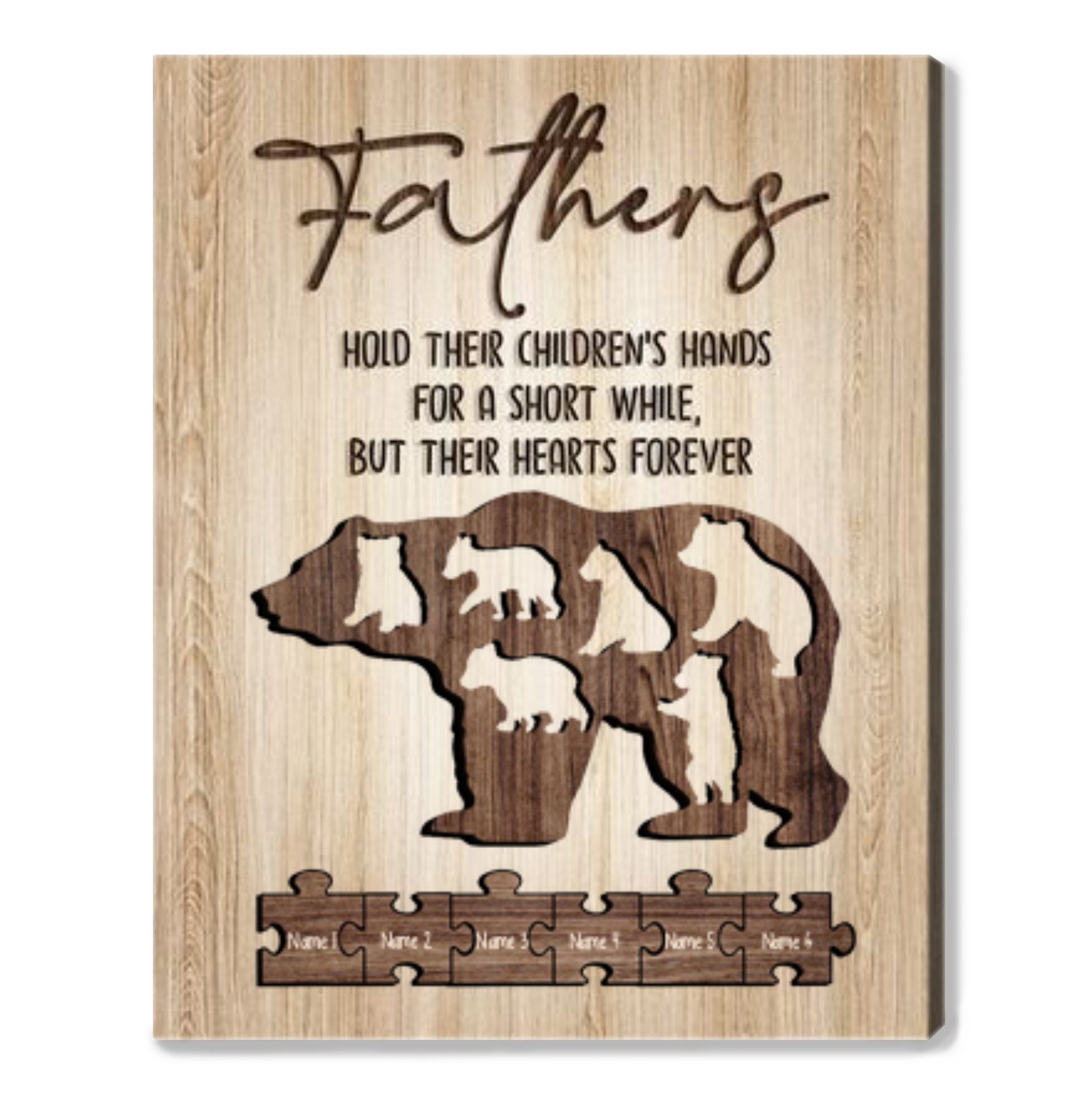 Papa Bear Fathers Day Gift Custom Names Canvas Print