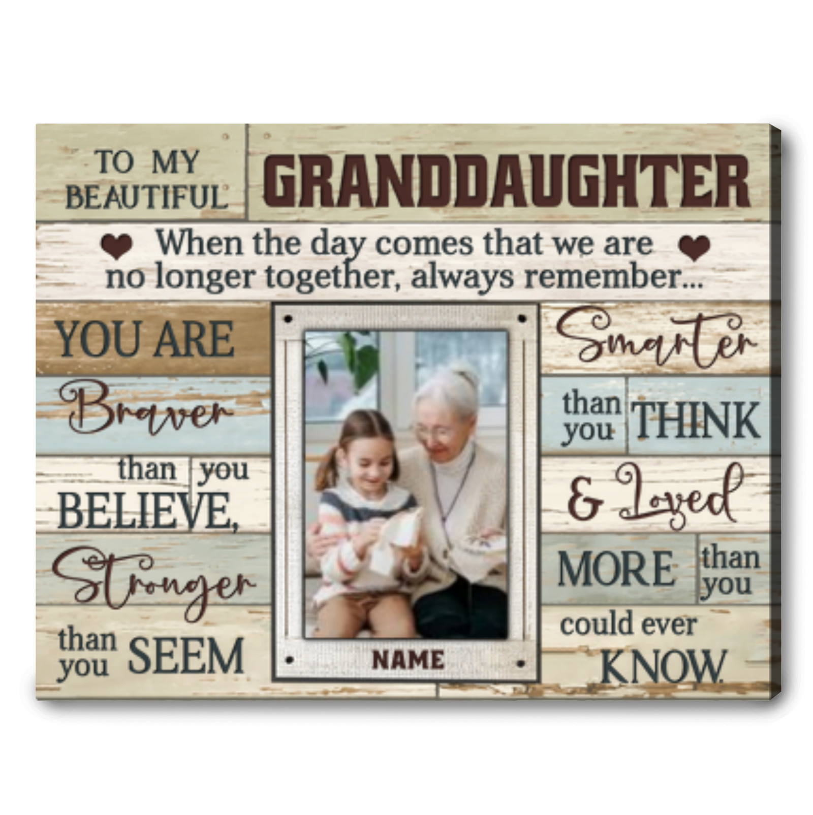 Custom Canvas Gift for Granddaughter from Grandma Personalized Granddaughter Gifts
