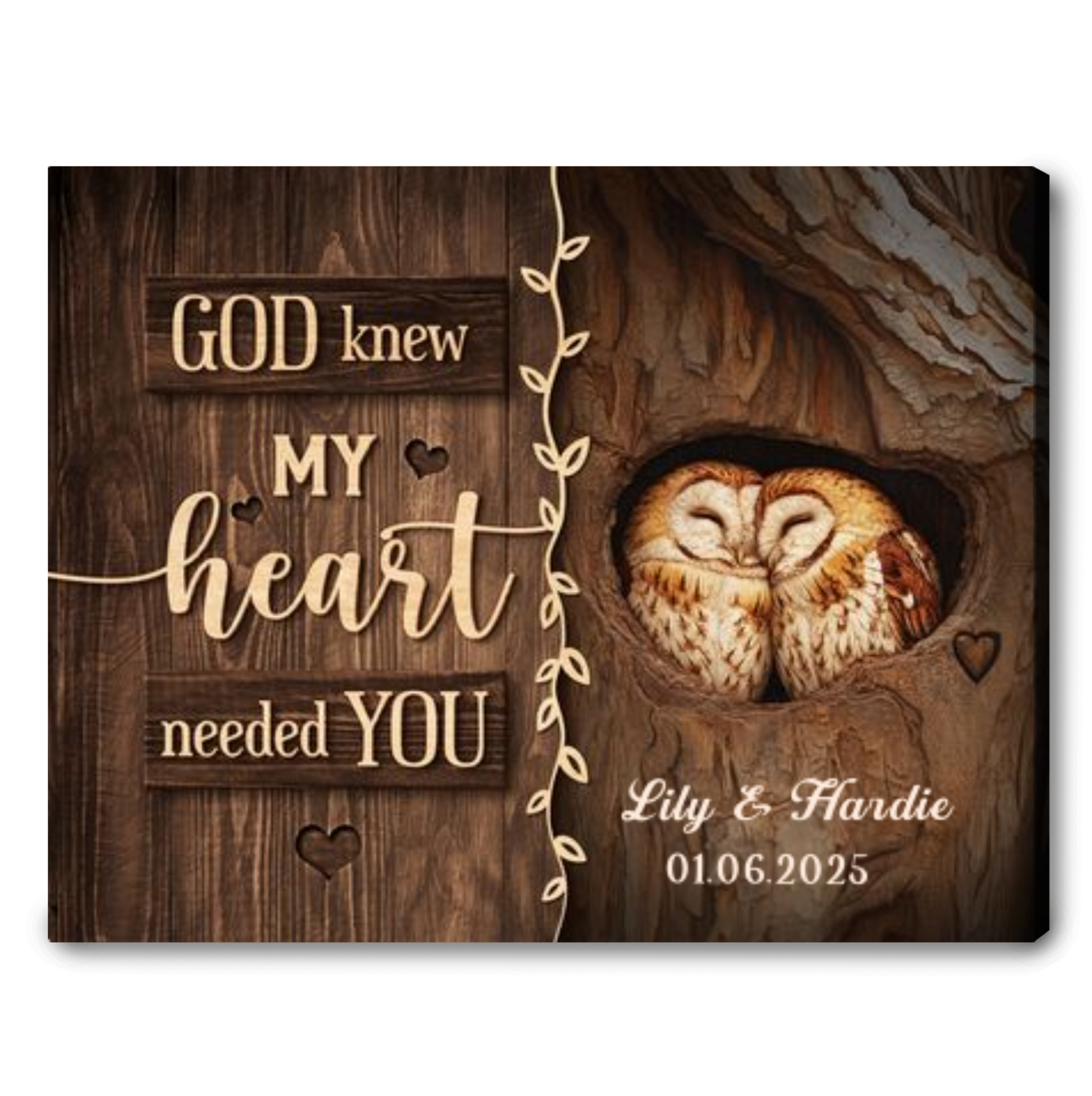 Personalized My Heart Needed You  – Owl Couple Gift for Valentine Canvas Wall Art