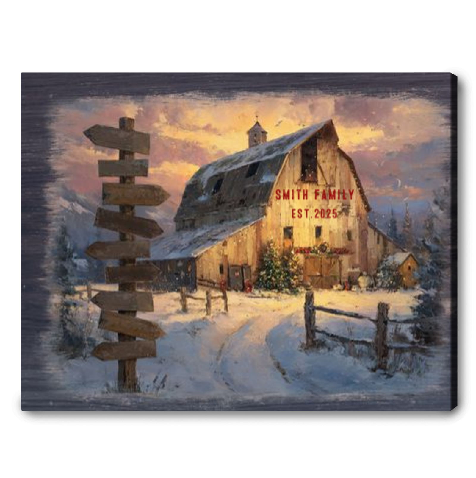 Personalized Hearts Come Home Canvas – Custom Family Name Gift for Holiday Wall Art