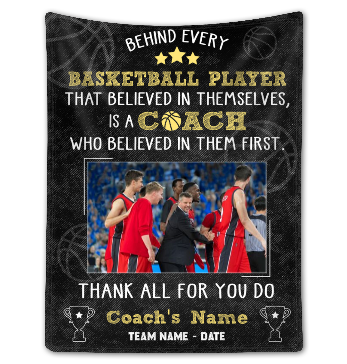 Custom Blanket For A Basketball Coach Thank You Coach Gift Idea From Team