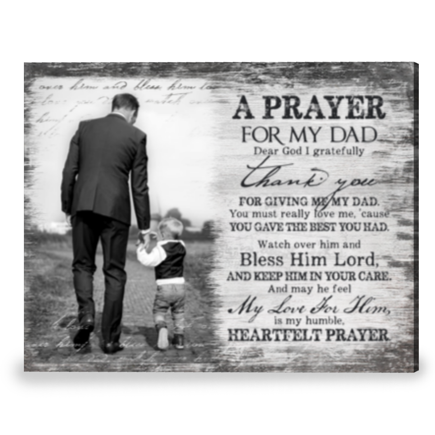Thoughtful Gift For Dad A Prayer For Father Personalized Canvas Print