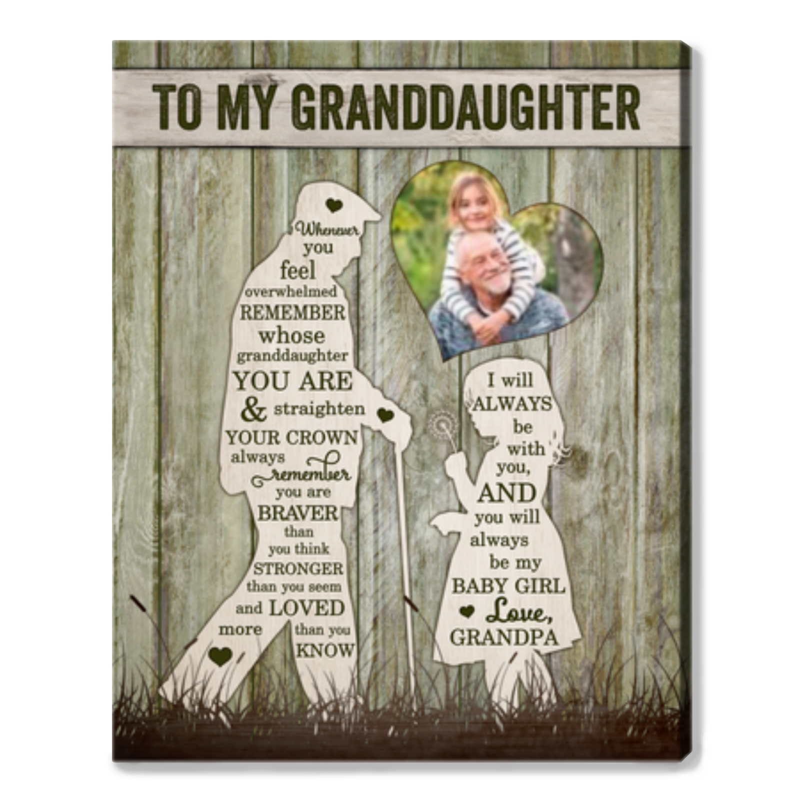 To My Beautiful Granddaughter Print Canvas Granddaughter Gifts From Grandpa