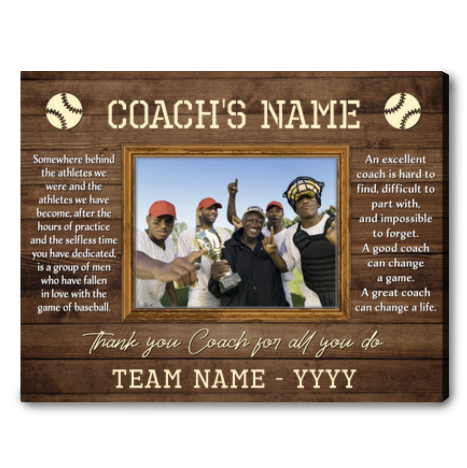 Custom Thank You Gift For Baseball Coach Canvas Gift Idea For Baseball Coach