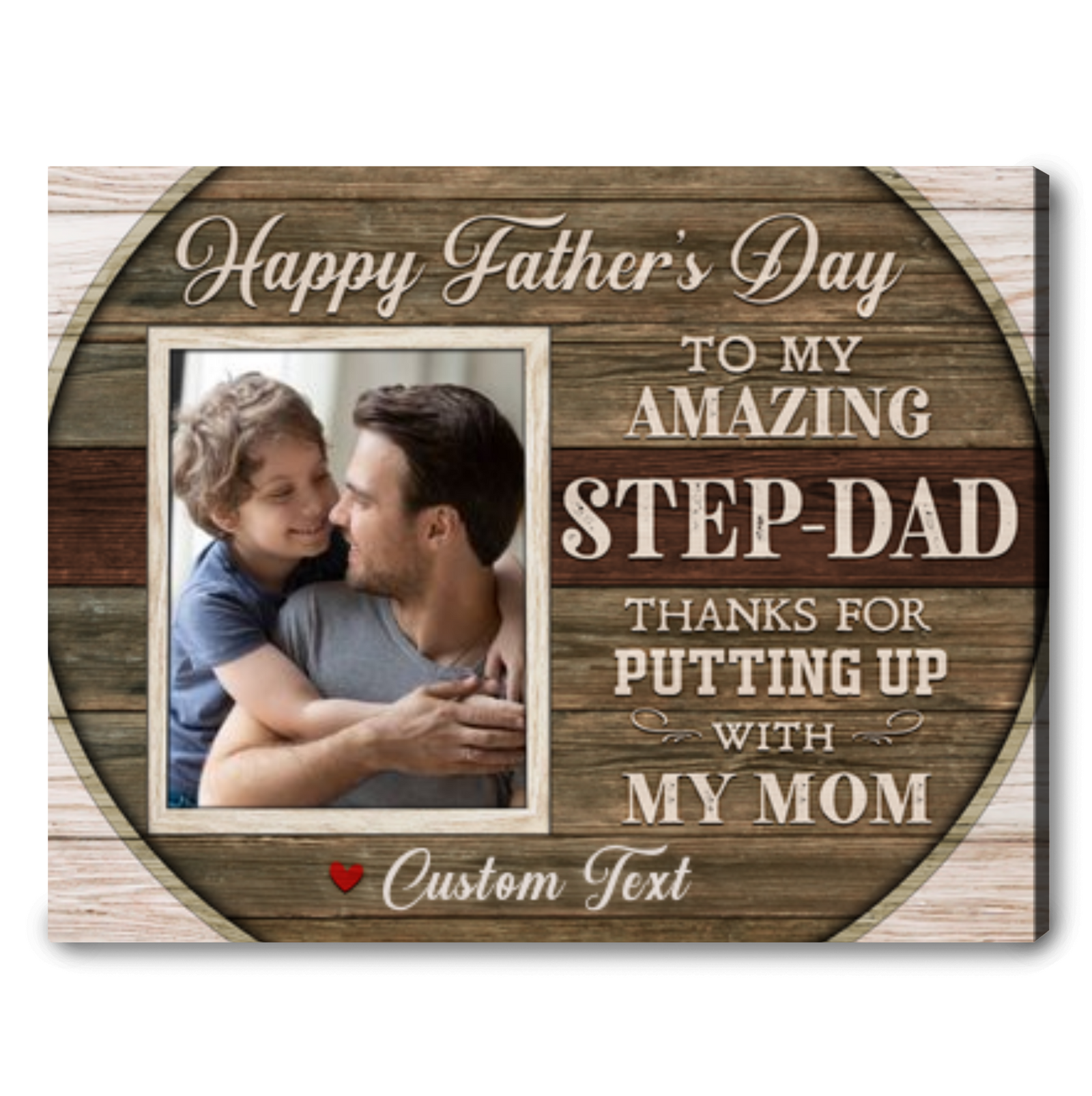 Step Dad Father's Day Gifts Personalized Photo Stepped Up Dad Canvas Wall Art