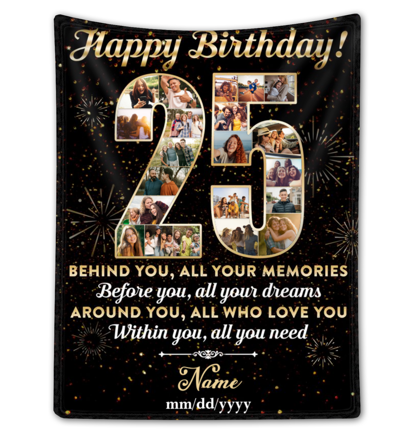 Personalized Photo Collage 25th Birthday Blanket Best 25th Birthday Gift Idea