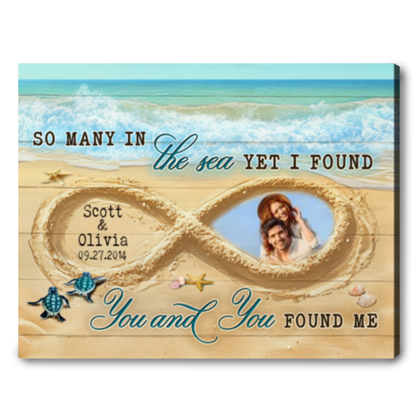 So Many In The Sea - Romantic Beach Infinity Sand Custom Photo Canvas Wall Art
