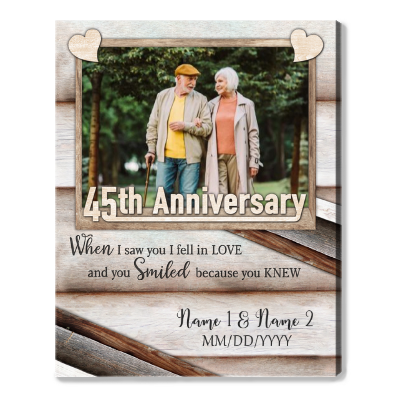 Happy 45th Wedding Anniversary Custom Photo Canvas Print